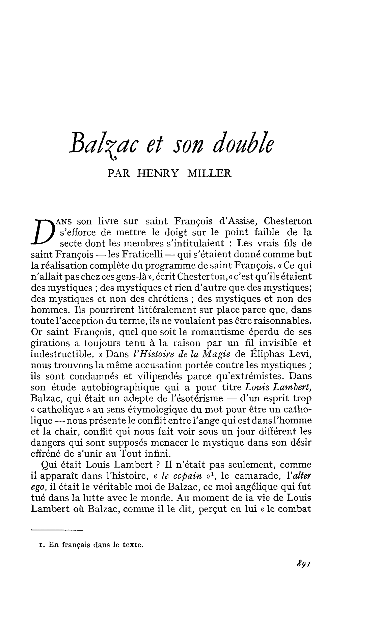 Balzac et son double