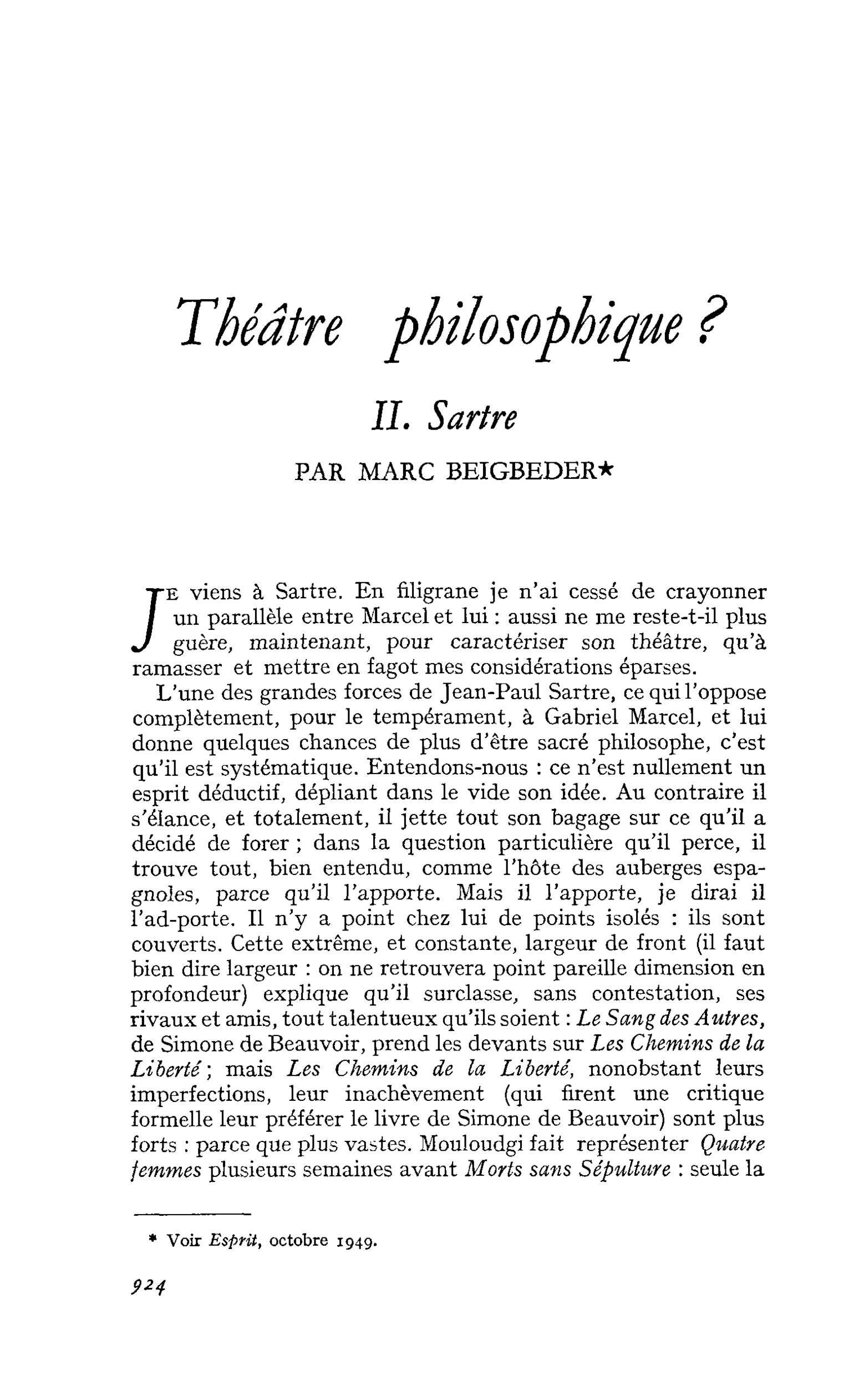 Théâtre philosophique ? II. Sartre