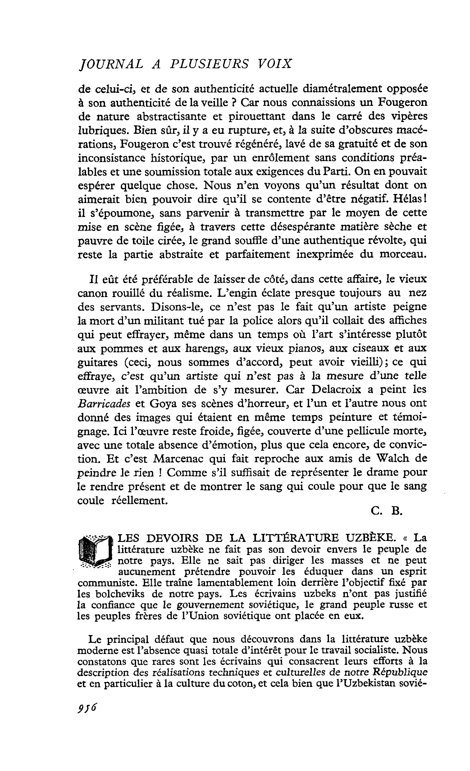 LES DEVOIRS DE LA LITTÉRATURE UZBÈKE