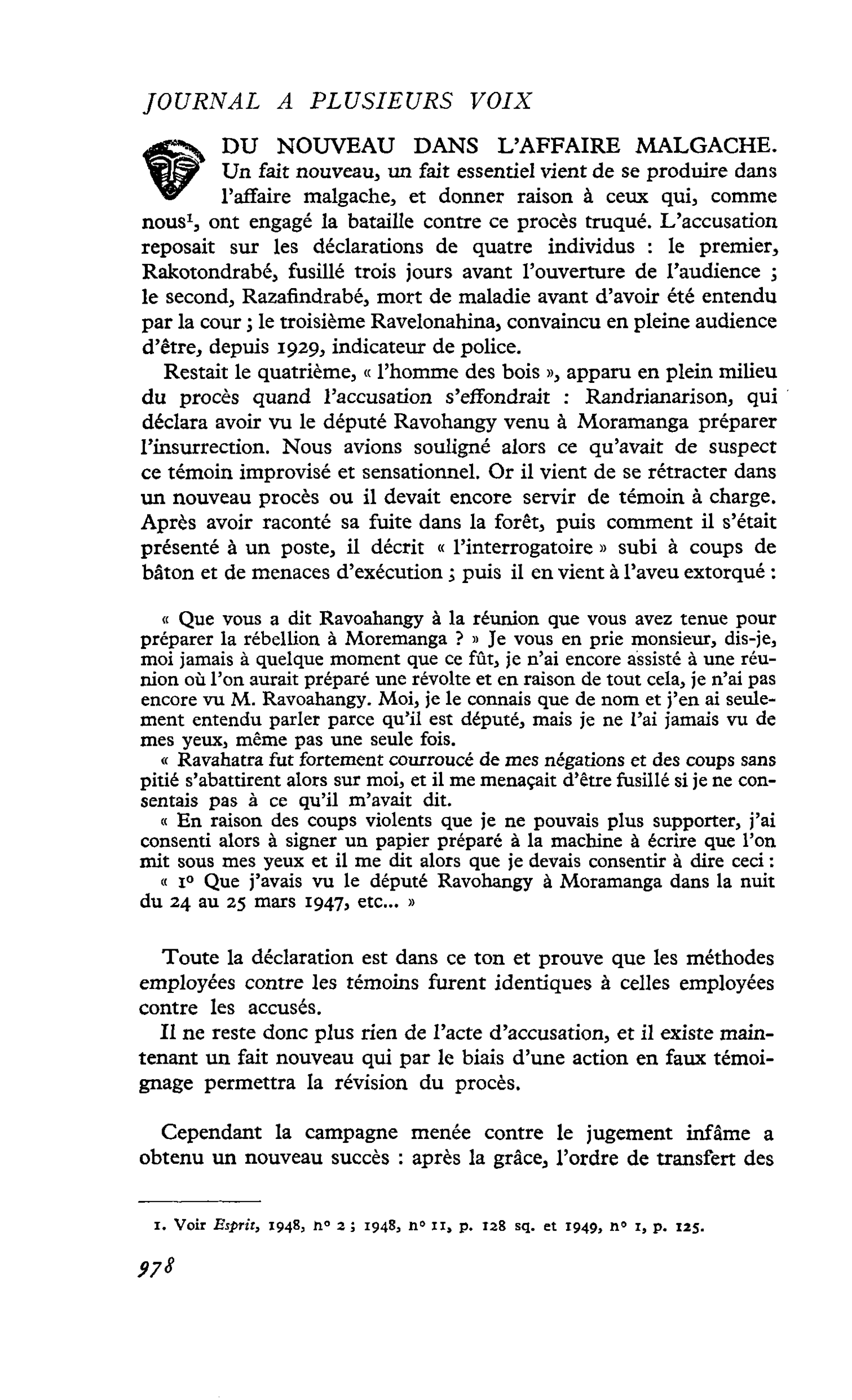 DU NOUVEAU DANS L’AFFAIRE MALGACHE