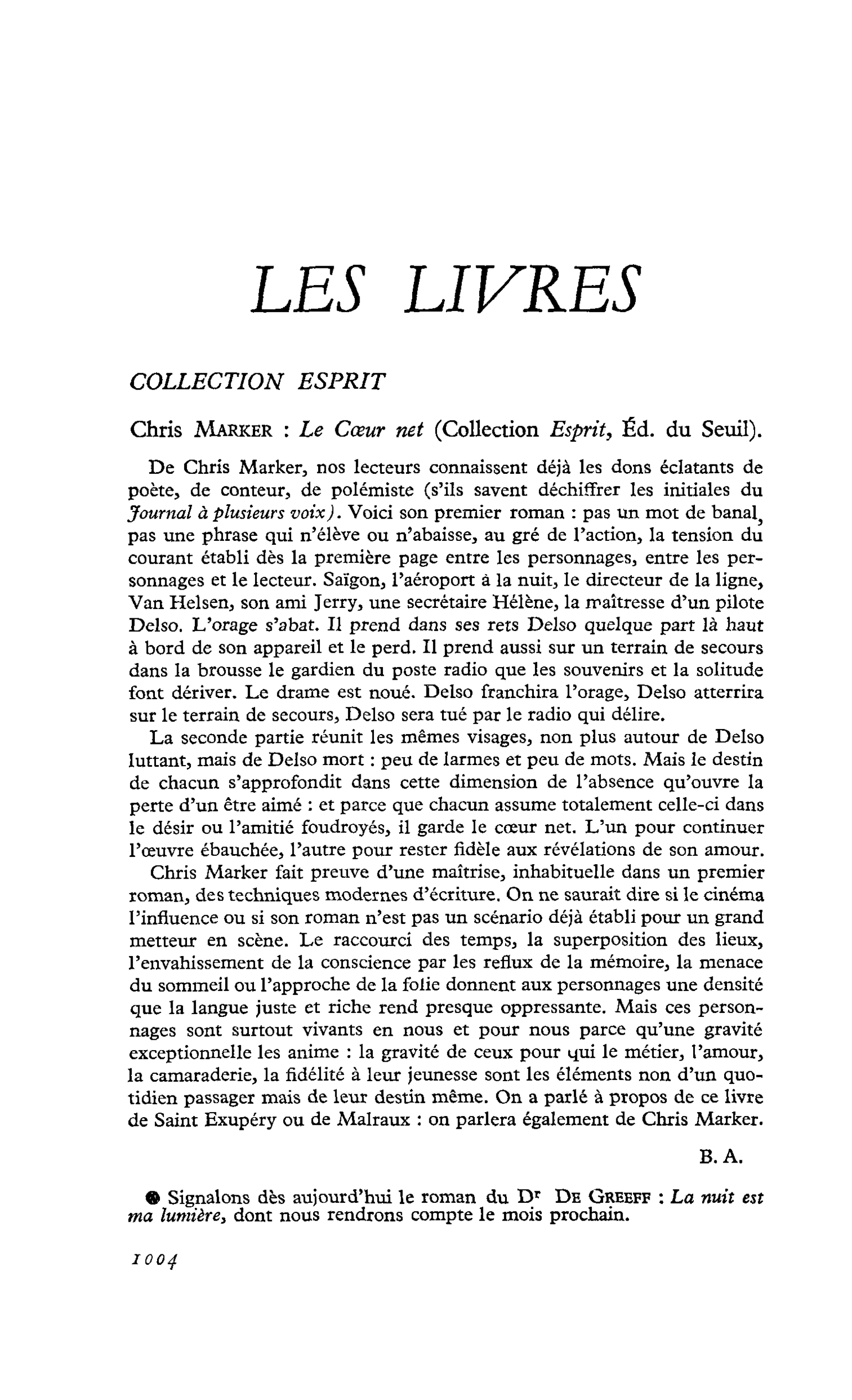Chris Marker : Le Coeur net