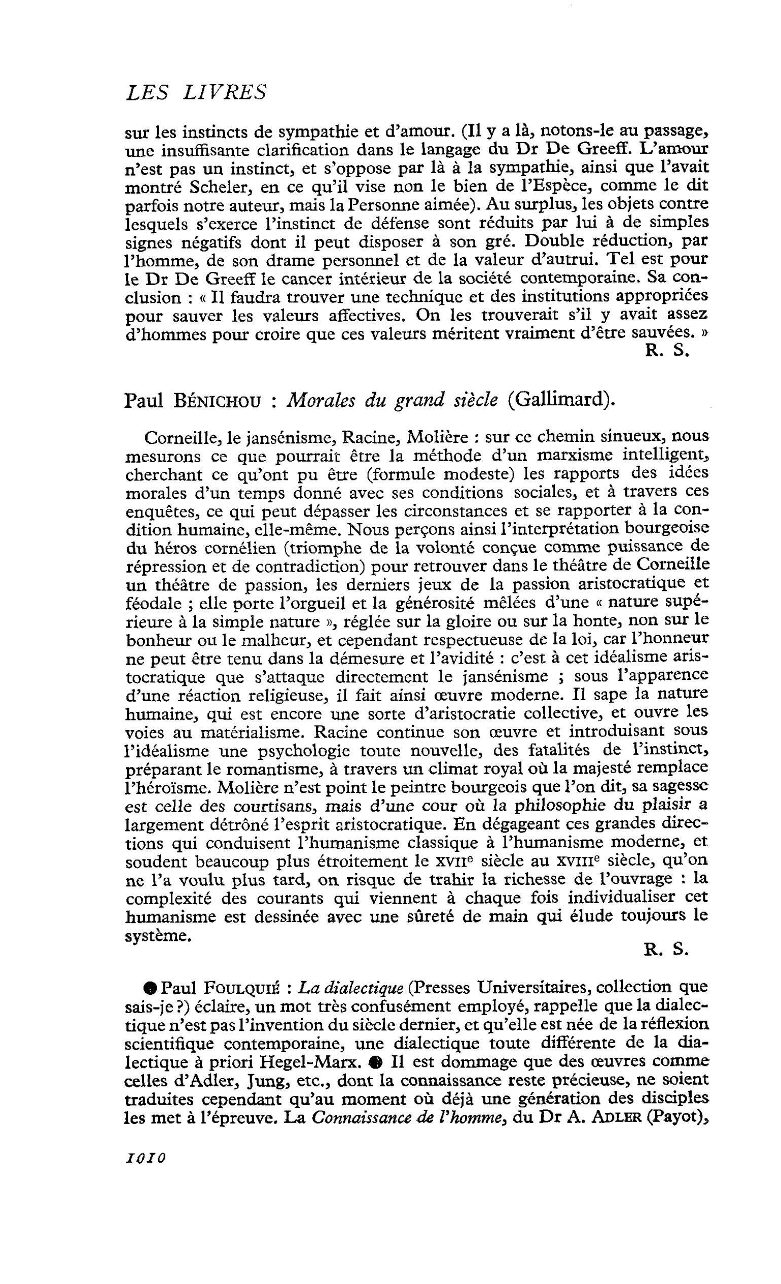 Paul Bénichou : Morales du grand siècle