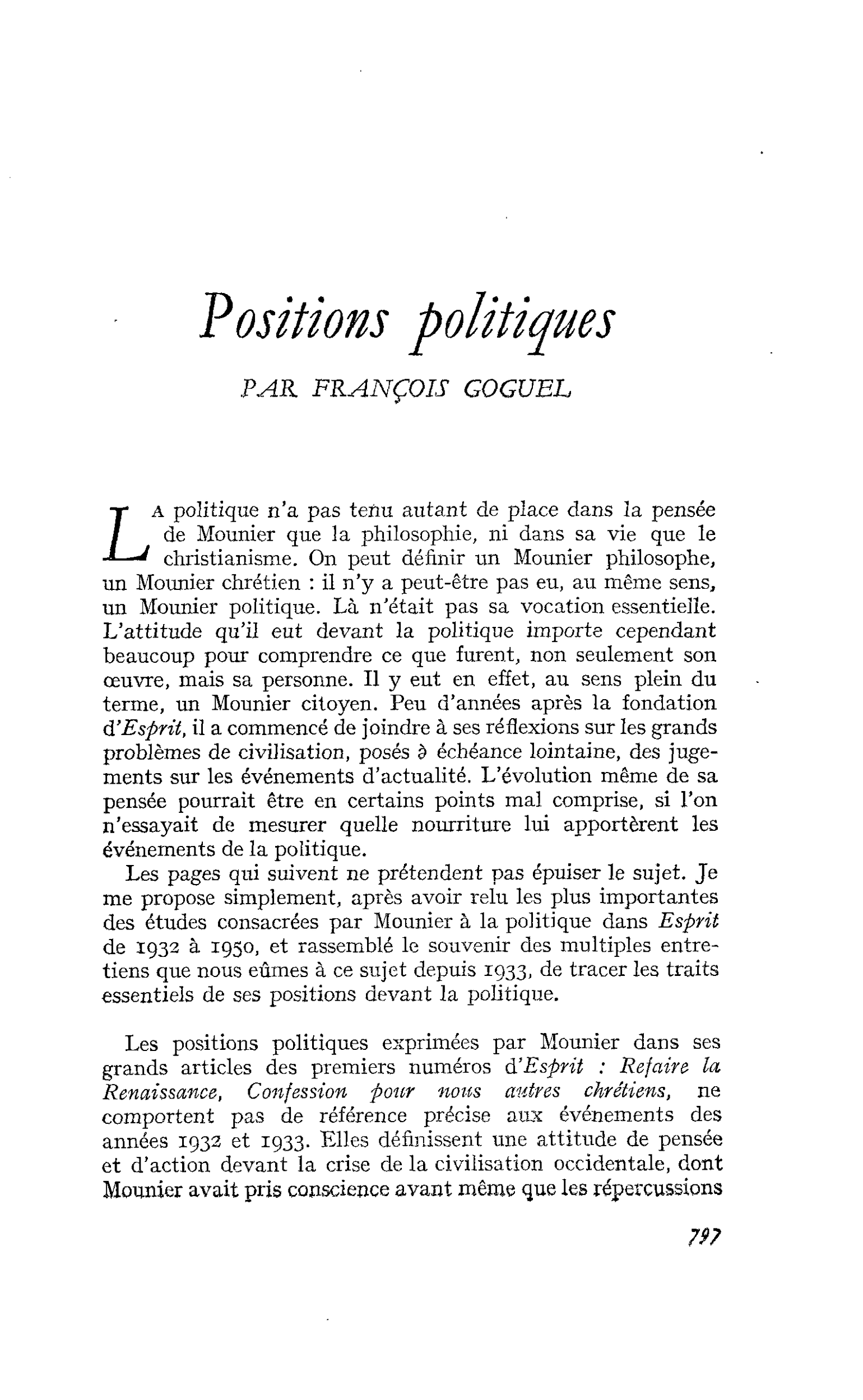 Positions politiques