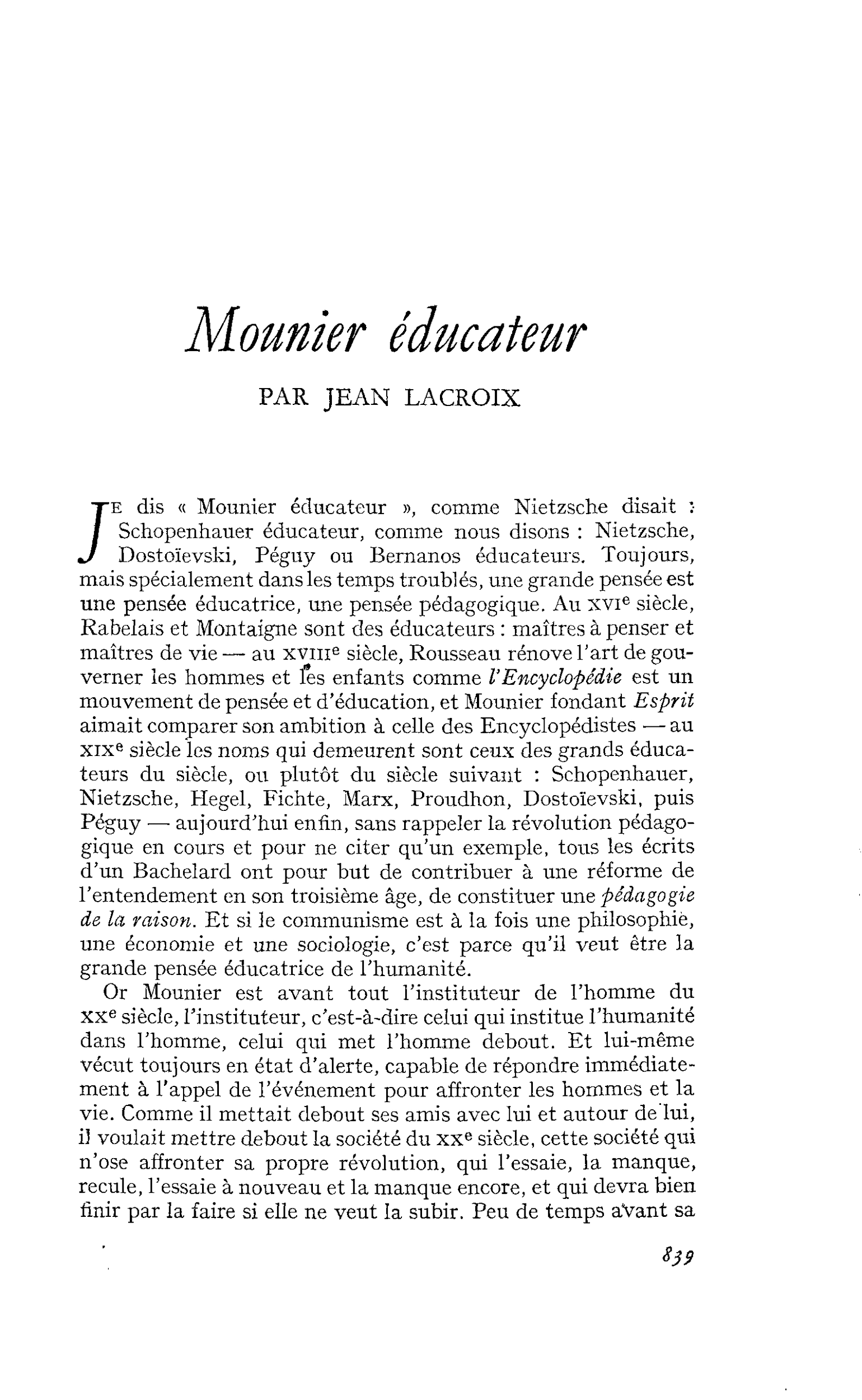 Mounier éducateur