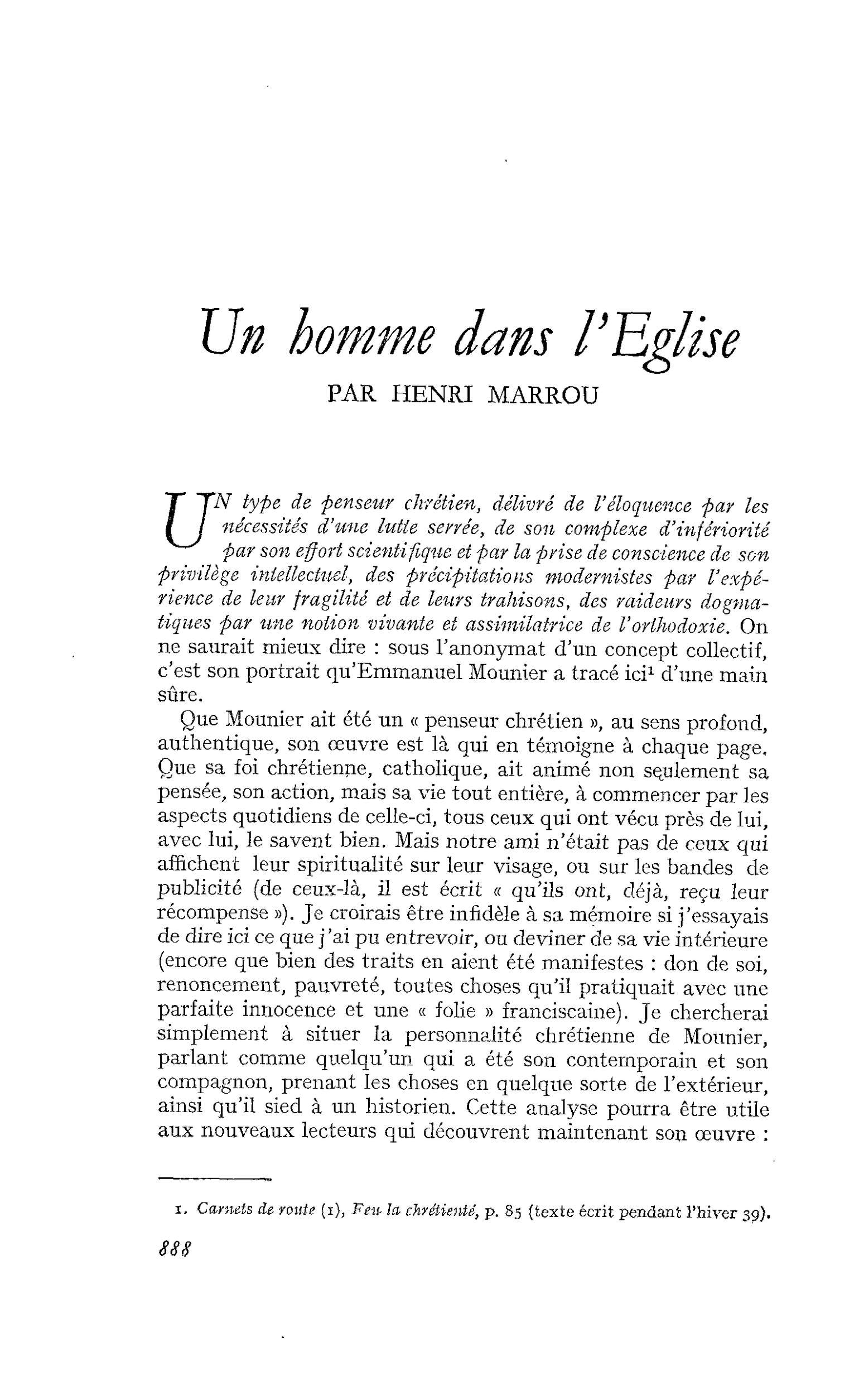 Un homme dans l’Eglise