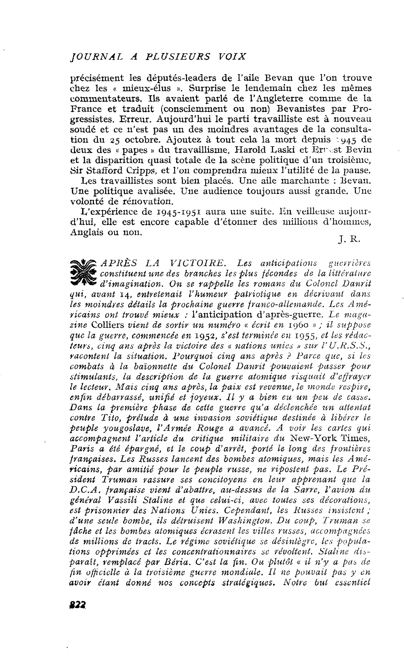 APRÈS LA VICTOIRE