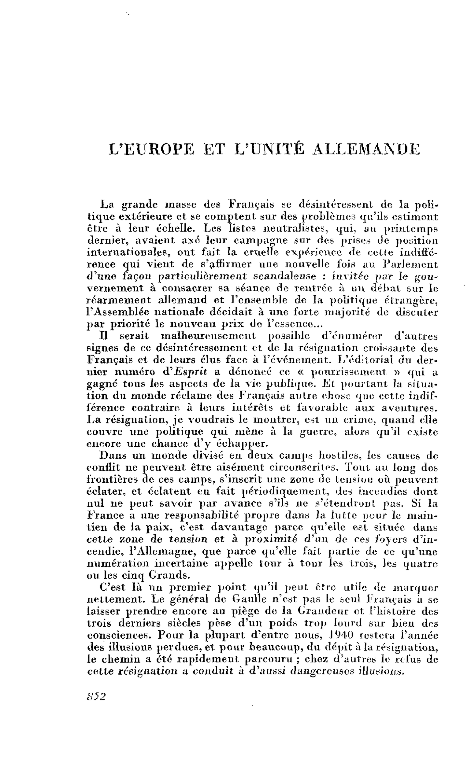 L’EUROPE ET L’UNITÉ ALLEMANDE