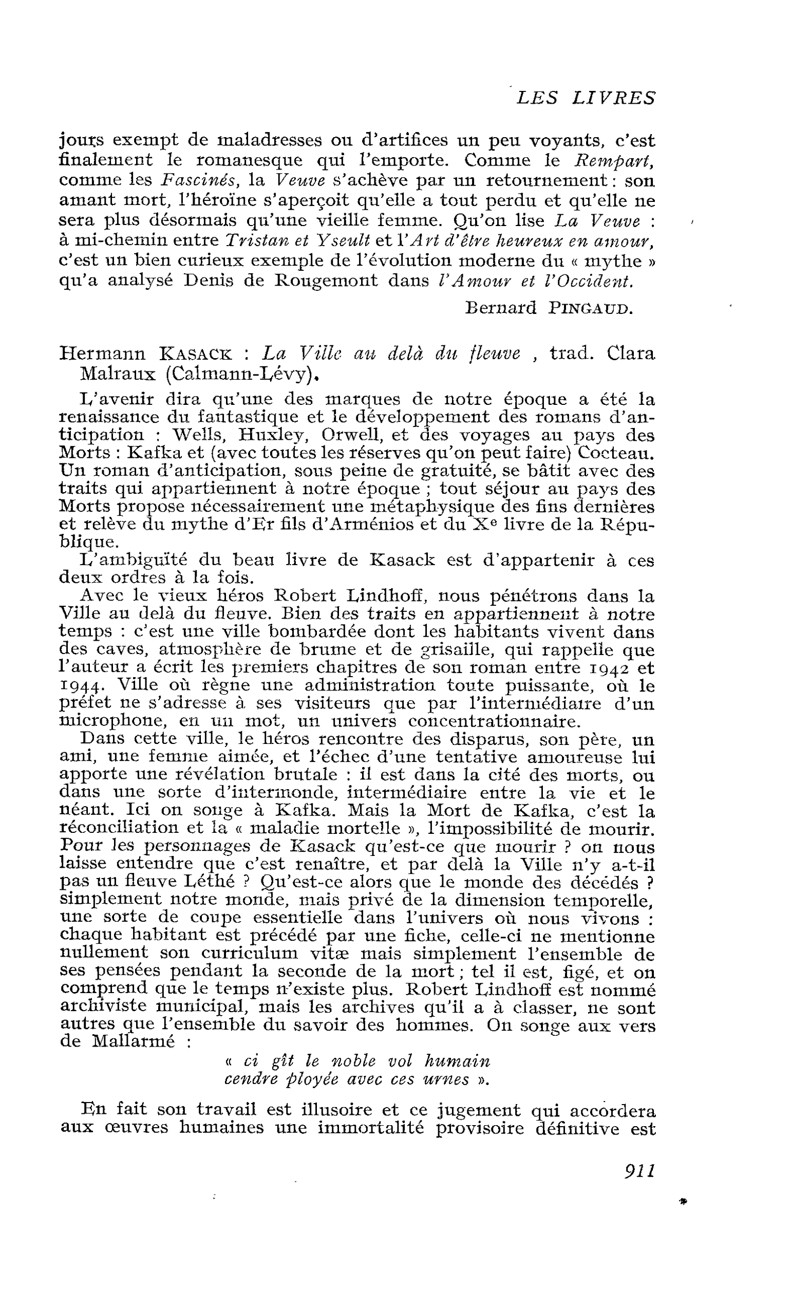 Hermann Kasack : La Ville au delà du fleuve