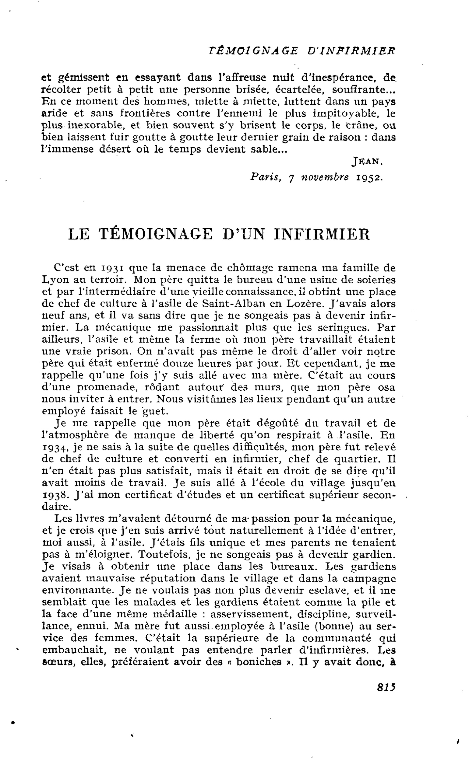 LE TÉMOIGNAGE D’UN INFIRMIER