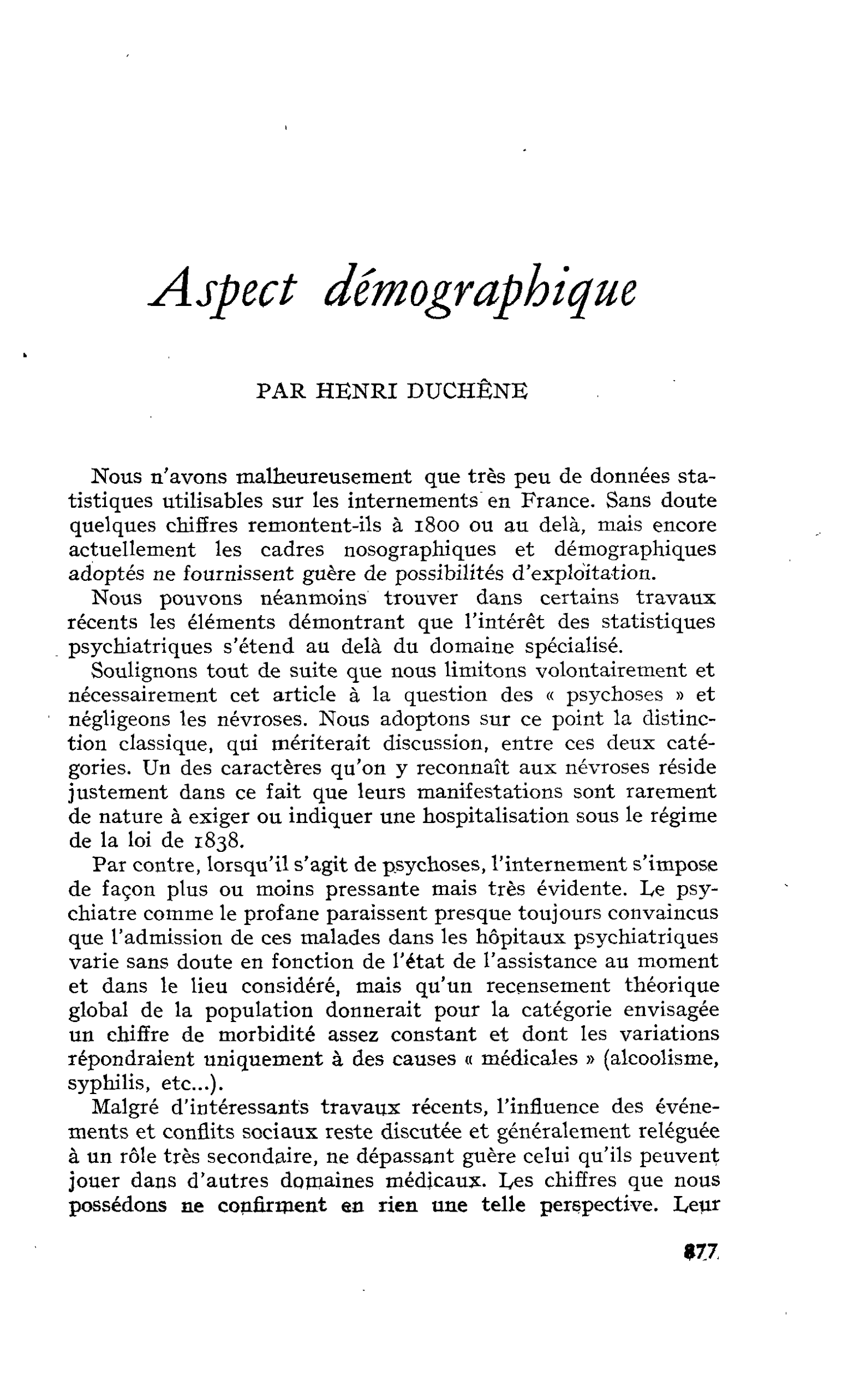 Aspect démographique