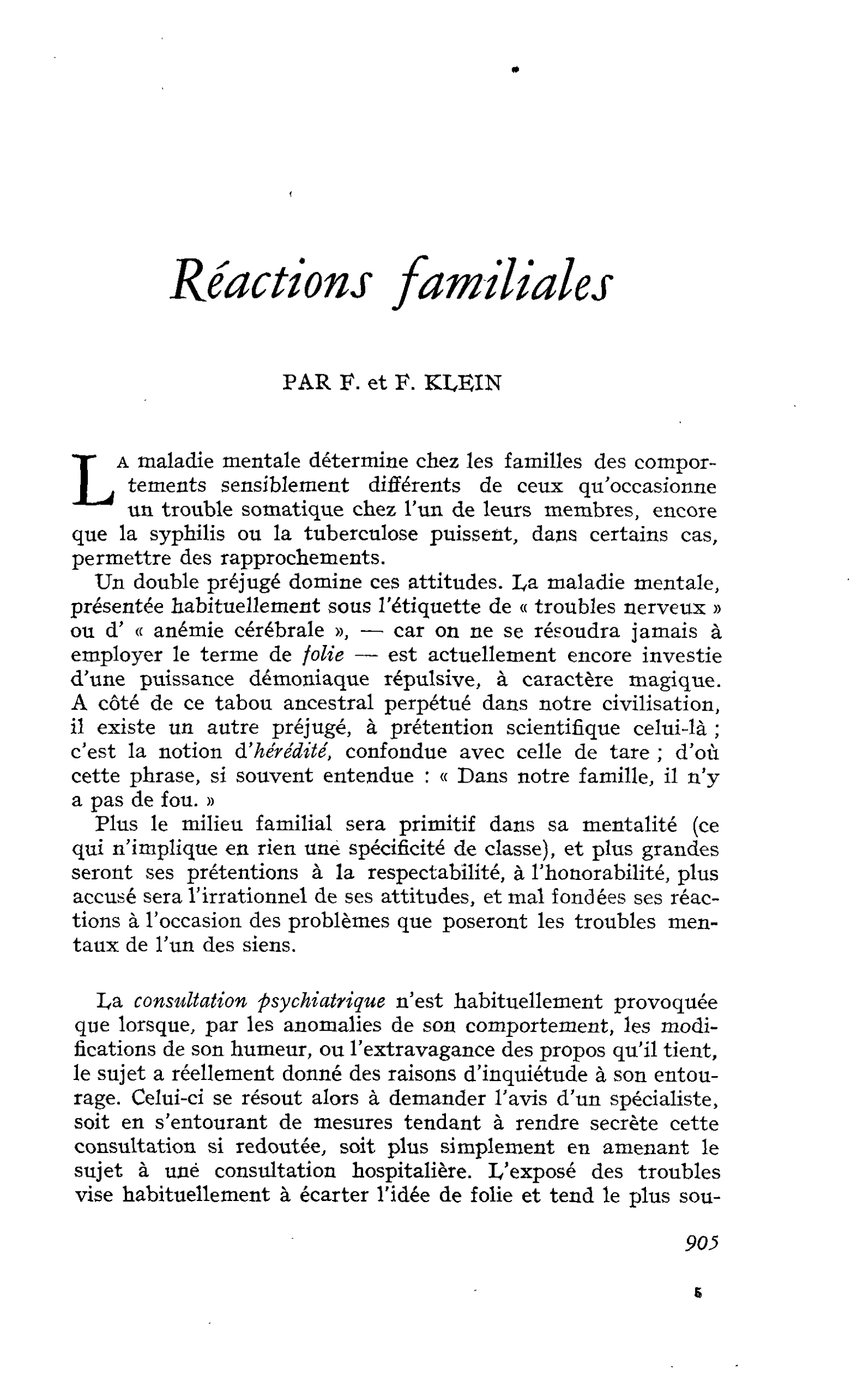 Réactions familiales