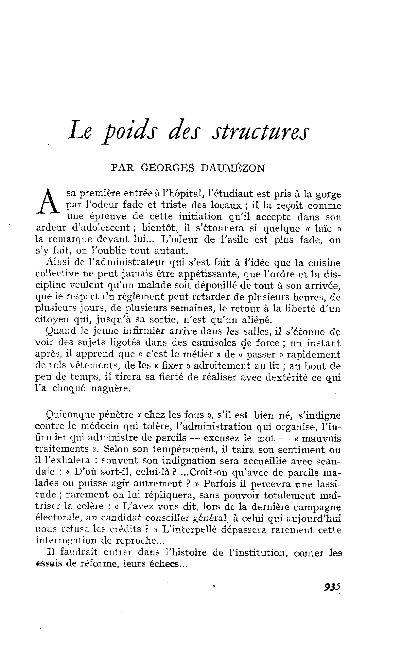 Le poids des structures