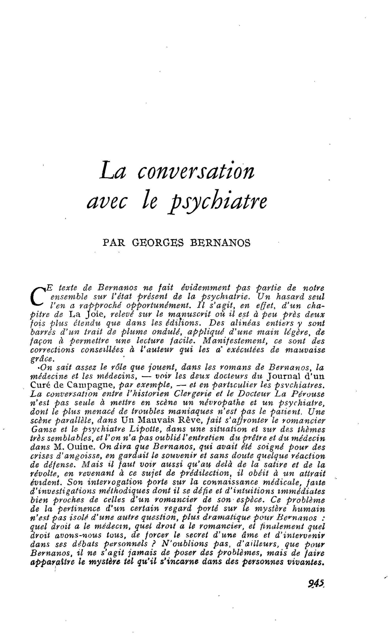 La conversation avec le psychiatre