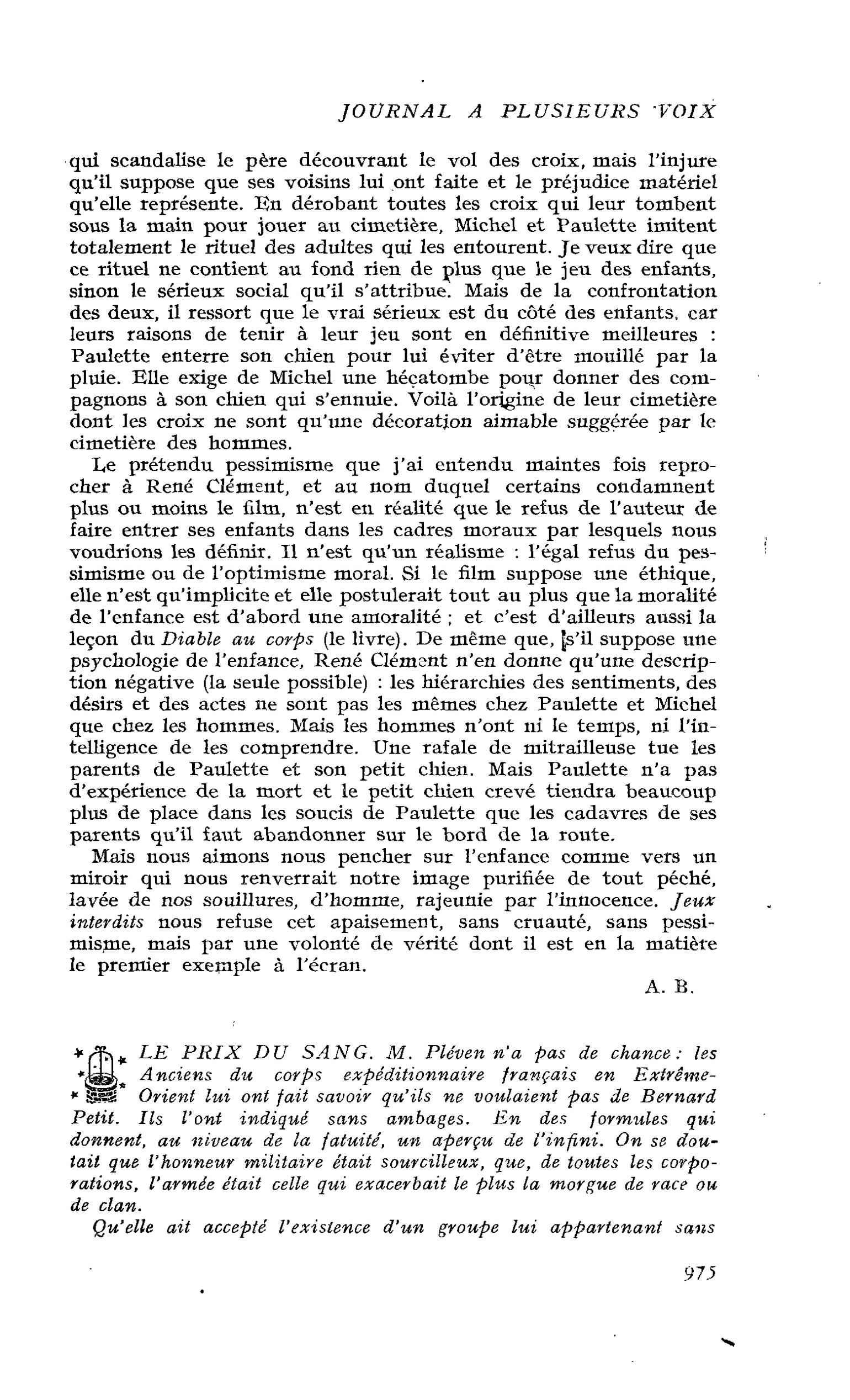 LE PRIX DU SANG