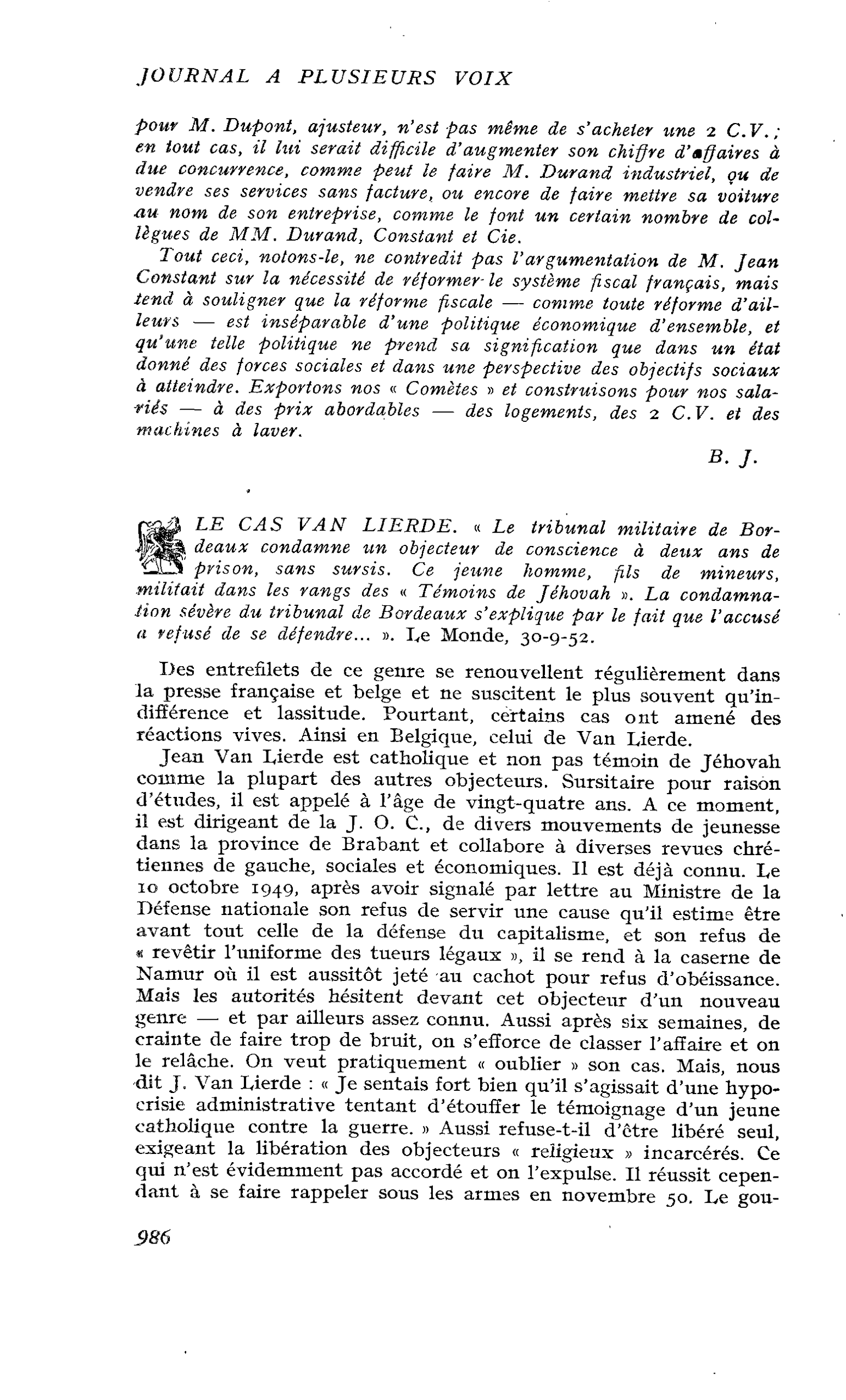 LE CAS VAN LIERDE