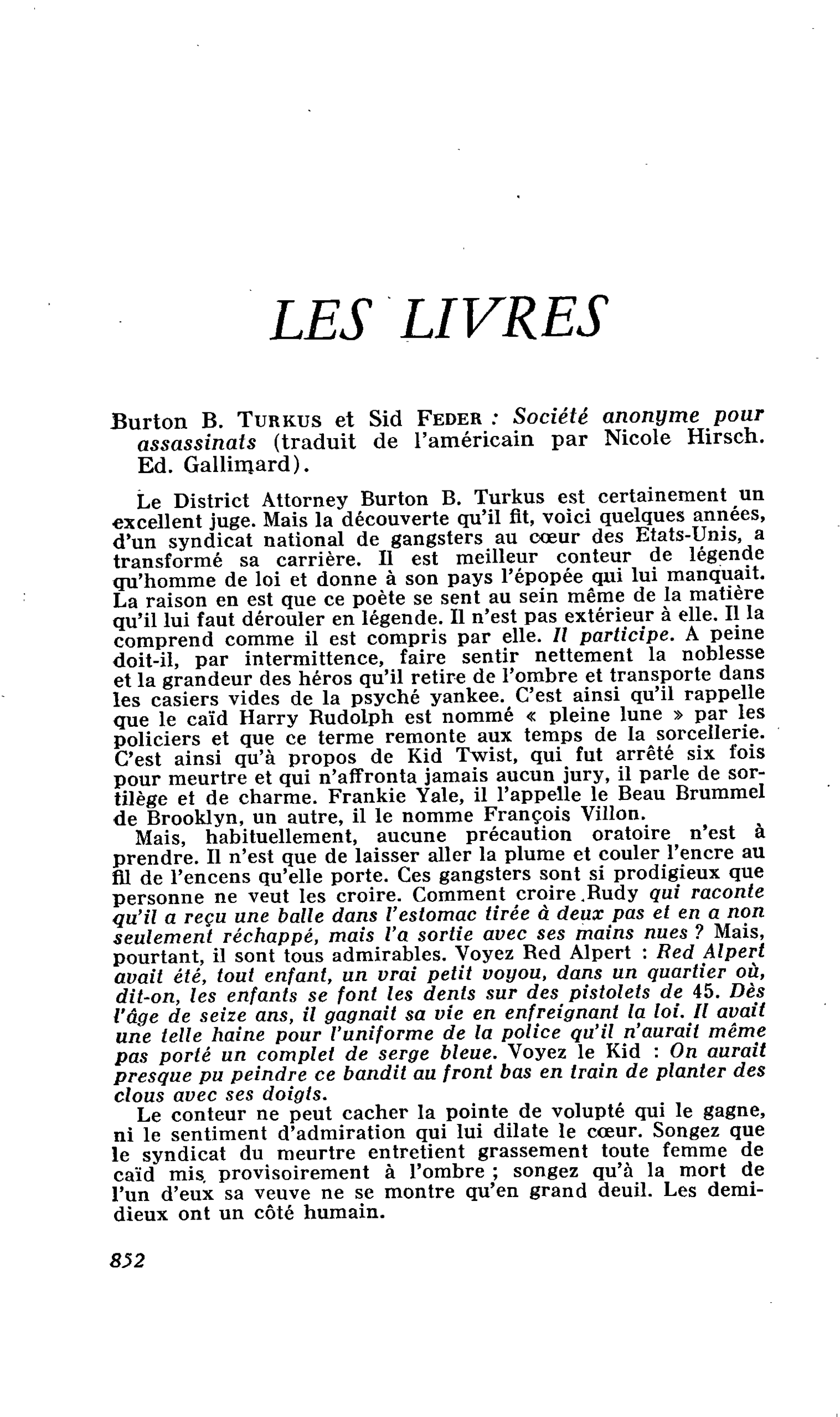 Burton B. Turkus et Sid Feder : Société anonyme pour assassinats