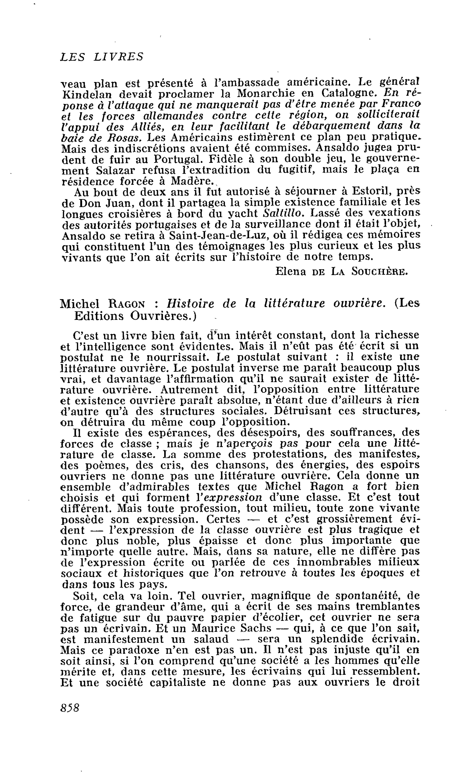 Michel Ragon : Histoire de la littérature ouvrière