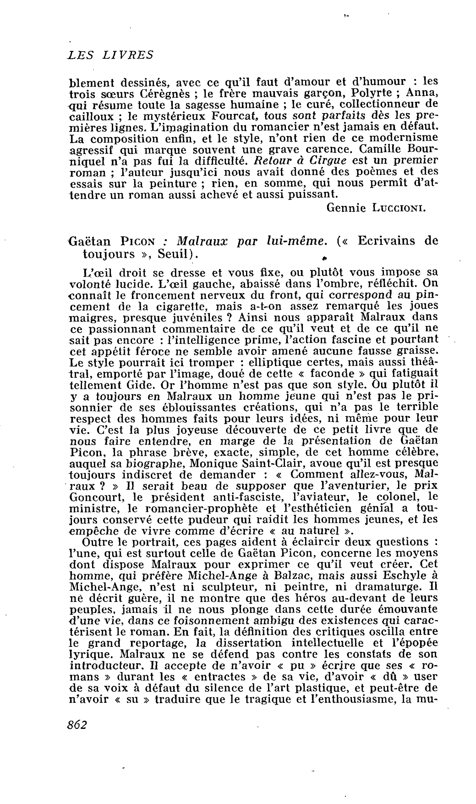 Gaétan Picon : Malraux par lui-même