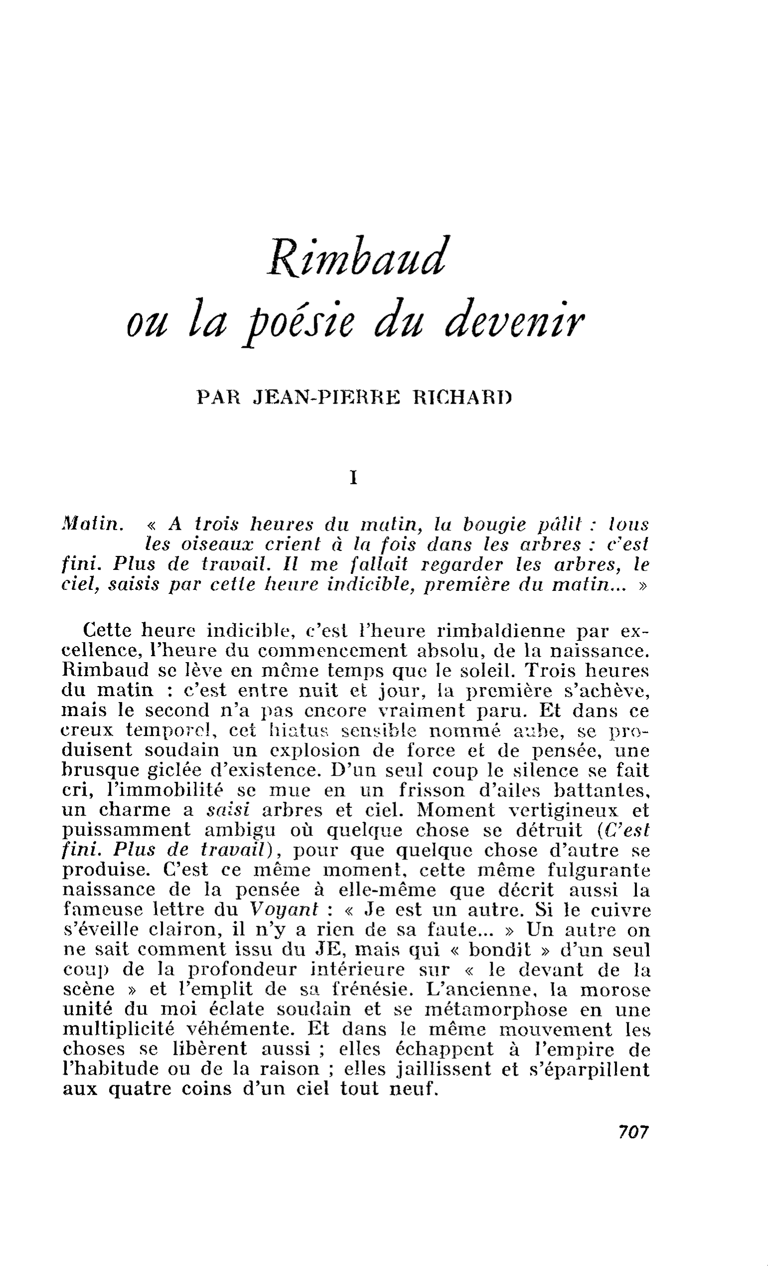 Rimbaud ou la poésie du devenir