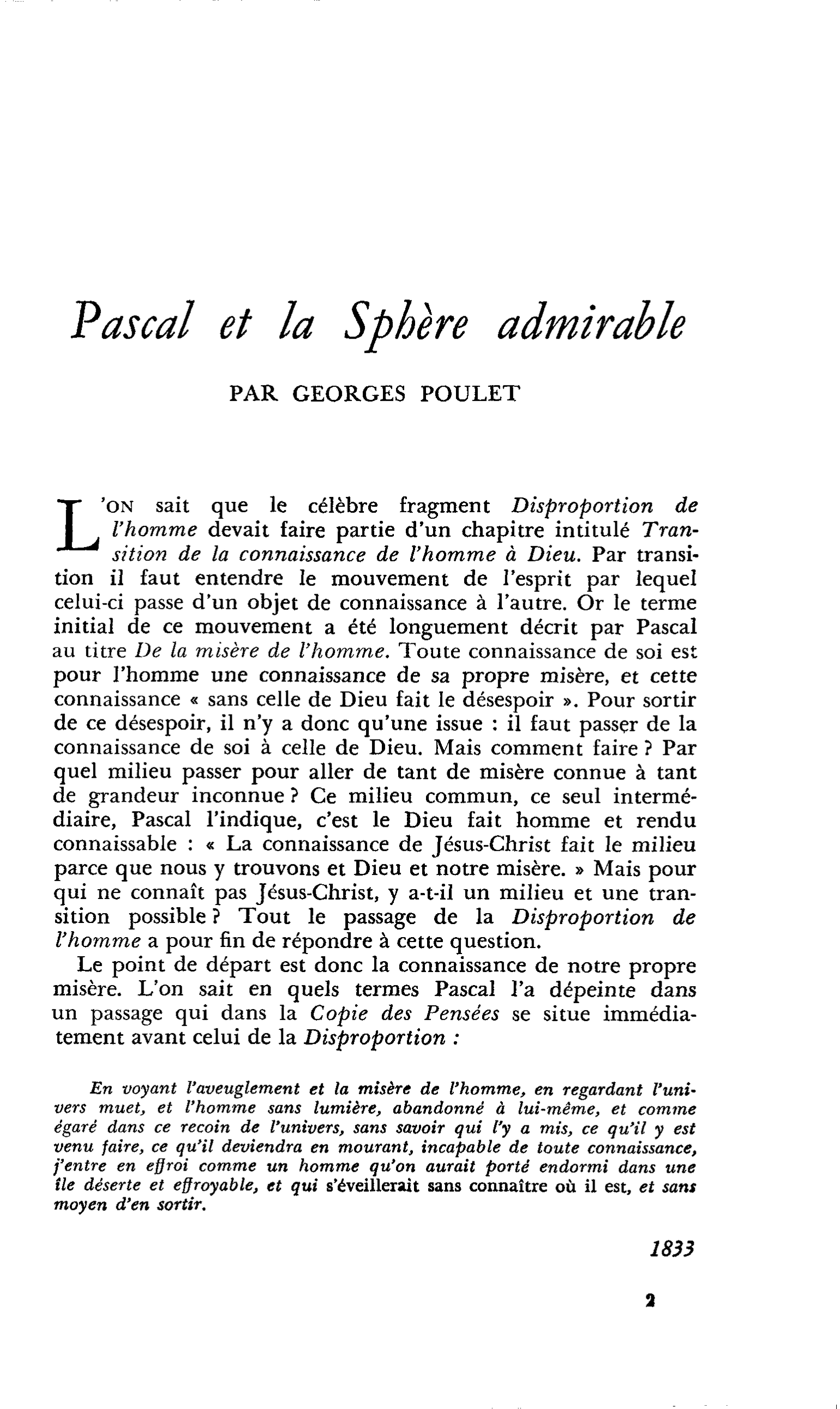 Pascal et la Sphère admirable
