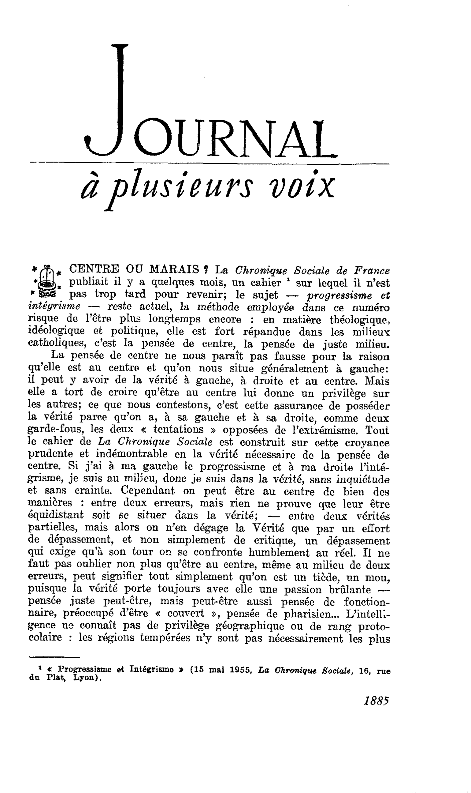 CENTRE OU MARAIS ?