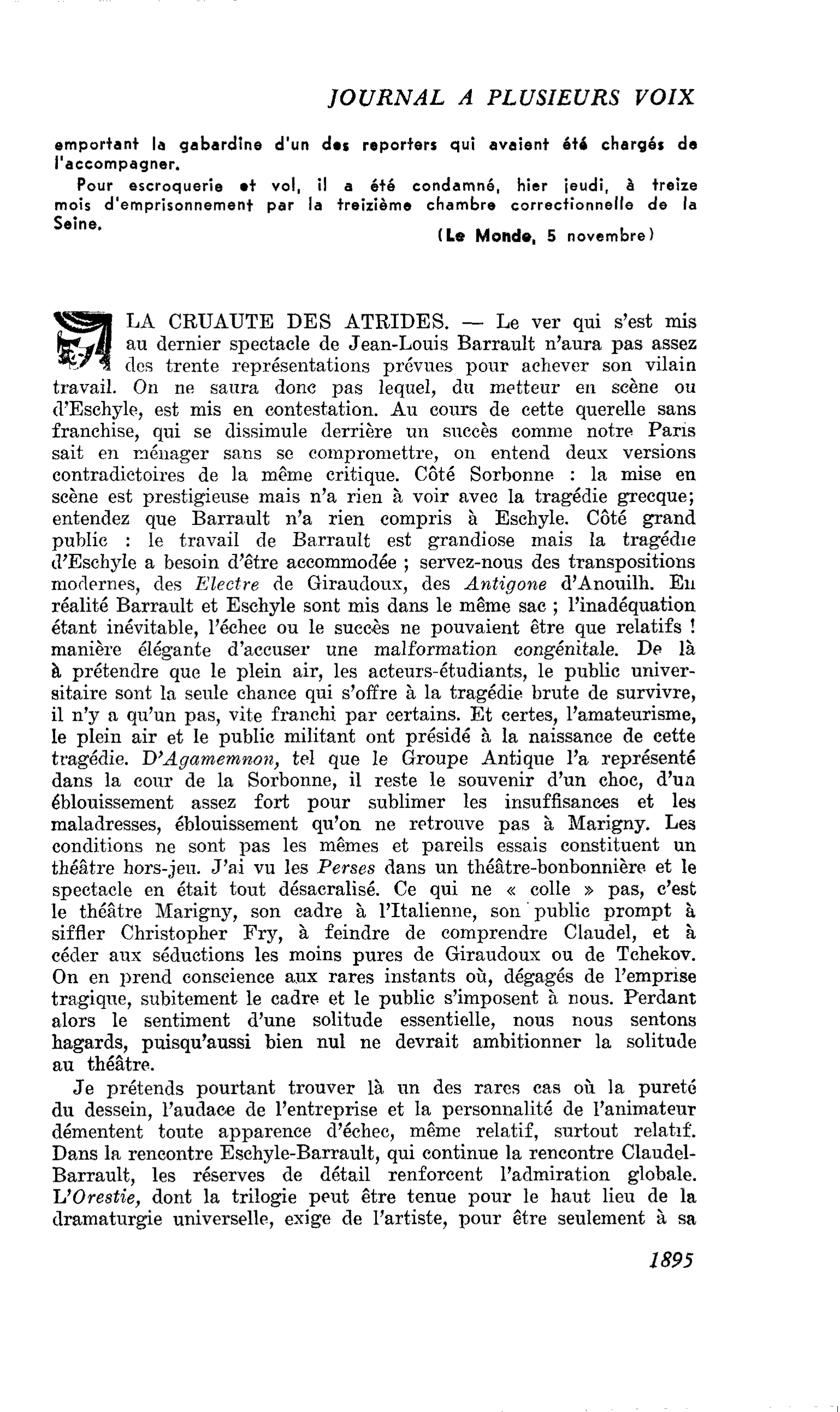 LA CRUAUTE DES ATRIDES