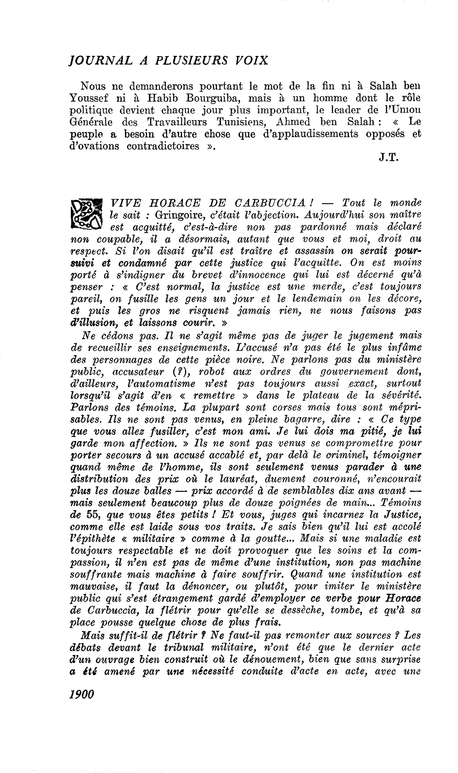 VIVE HORACE DE CARBUCCIA !