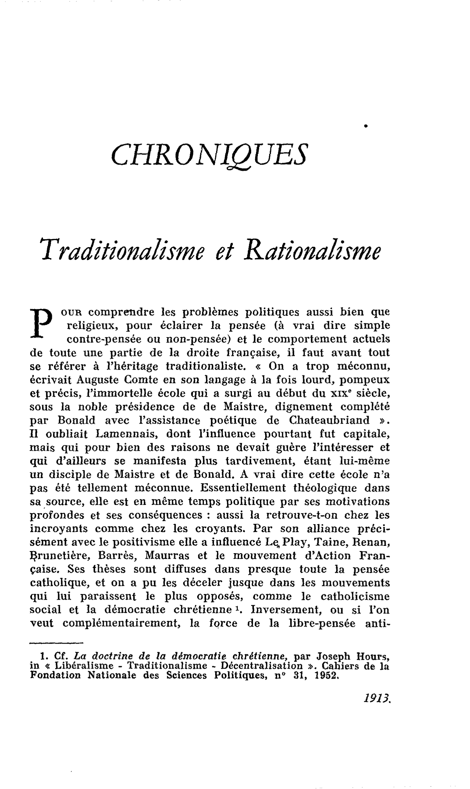 Traditionalisme et Nationalisme
