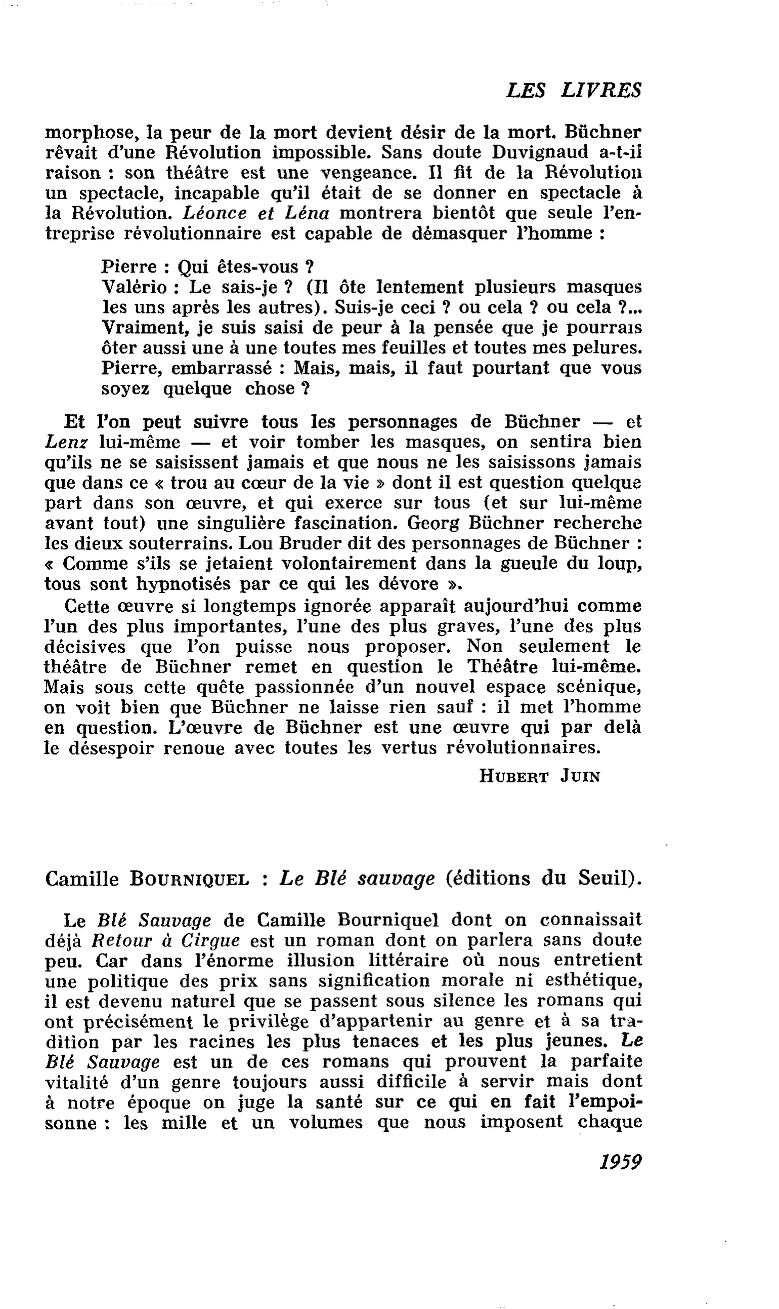 Camille Bourniquel : Le Blé sauvage