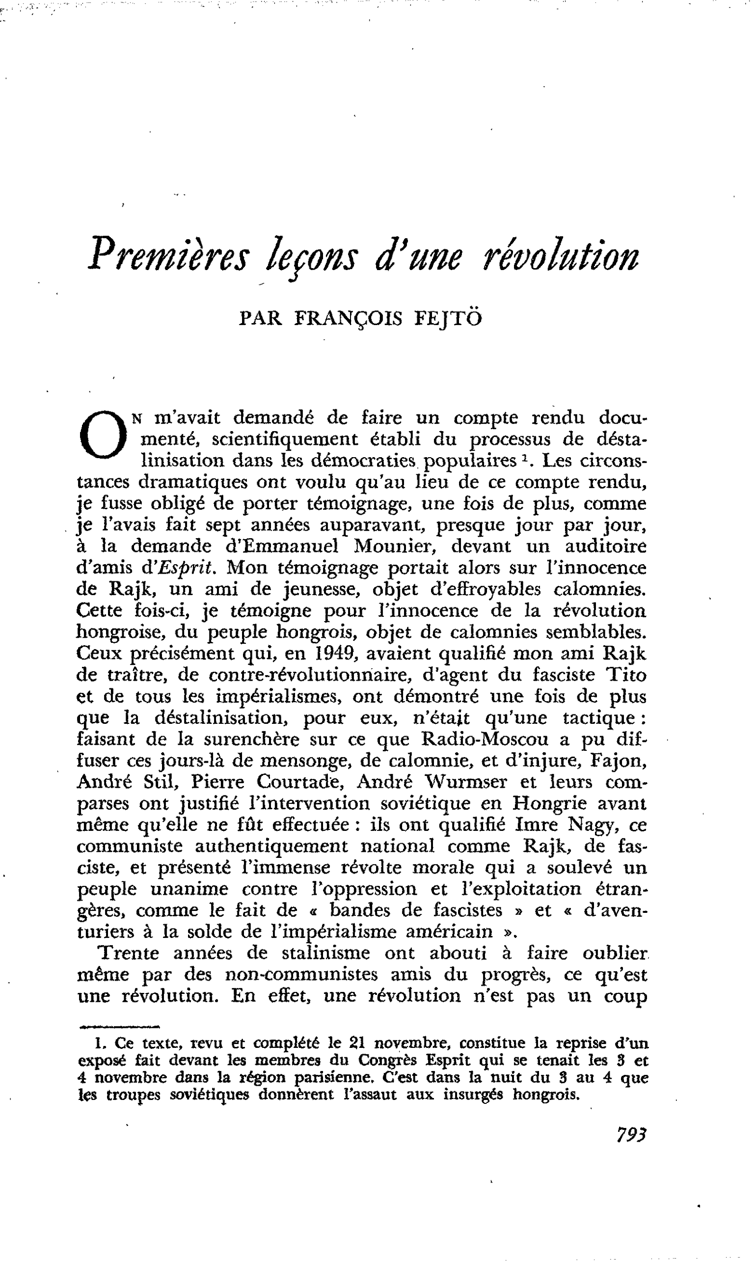 Premières leçons d’une révolution