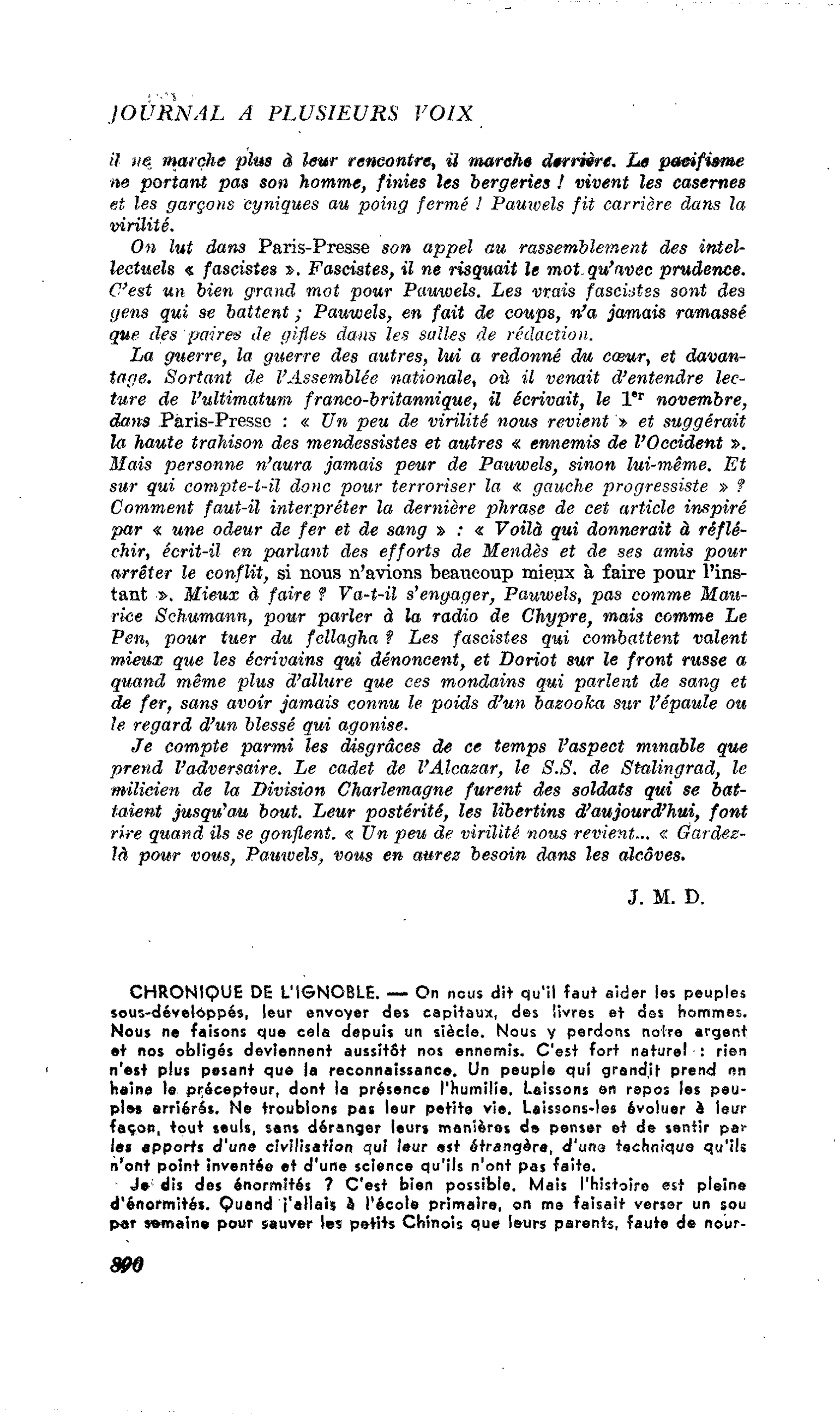 CHRONIQUE DE L’IGNOBLE
