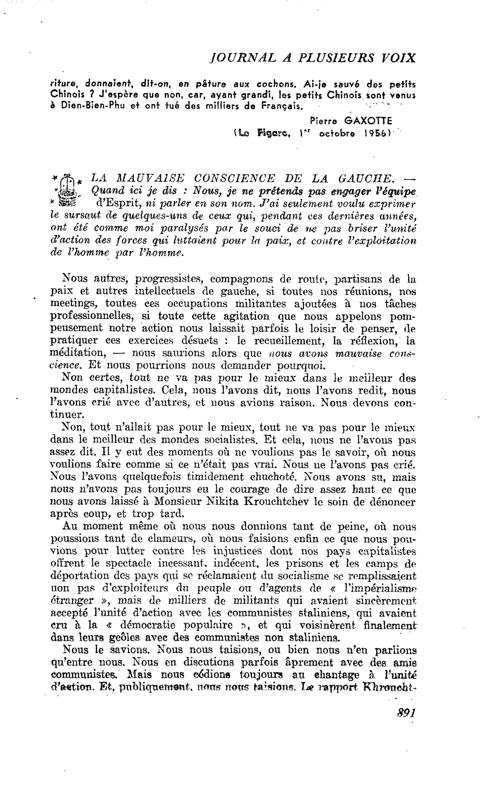 La mauvaise conscience de la gauche