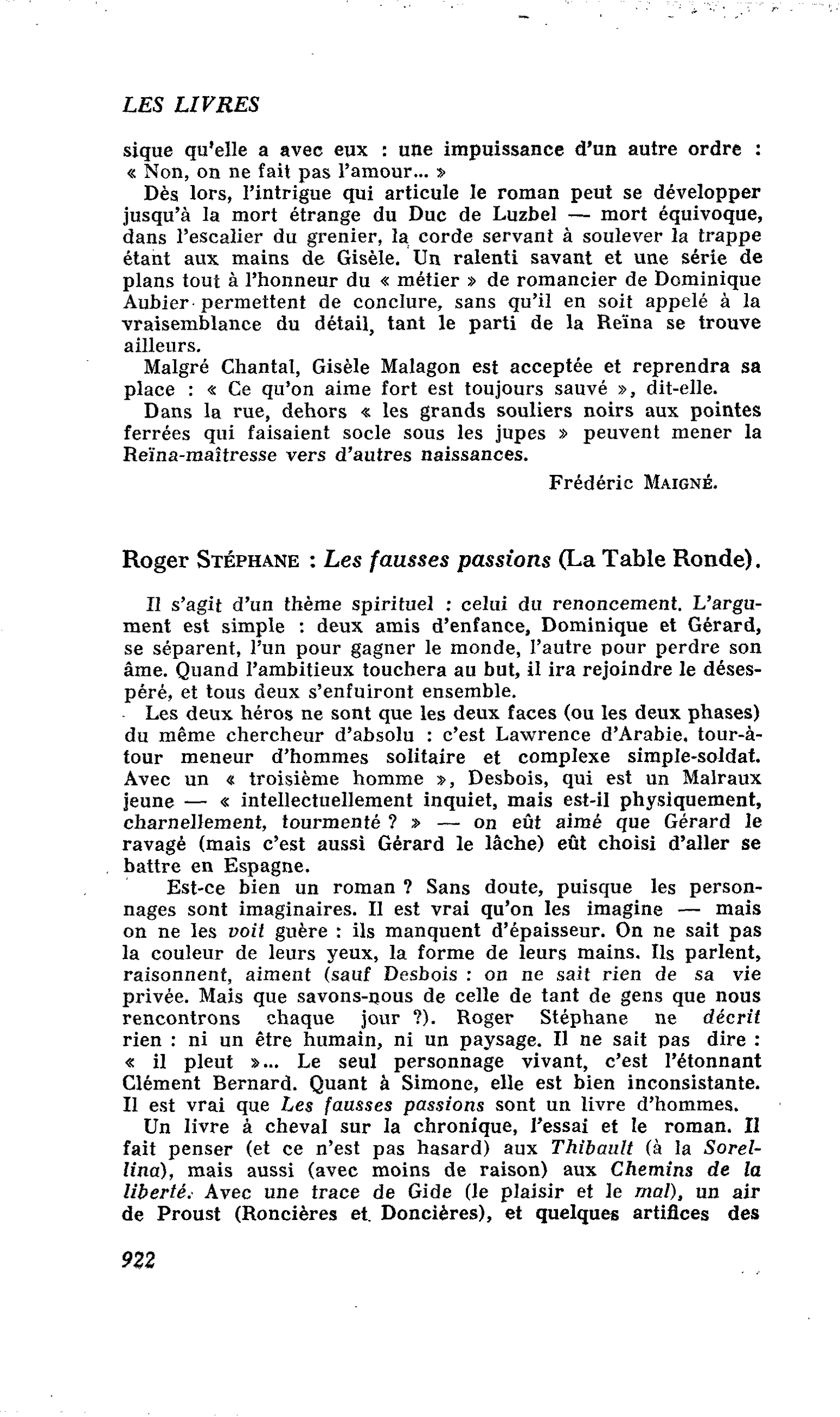 Roger Stéphane : Les fausses passions