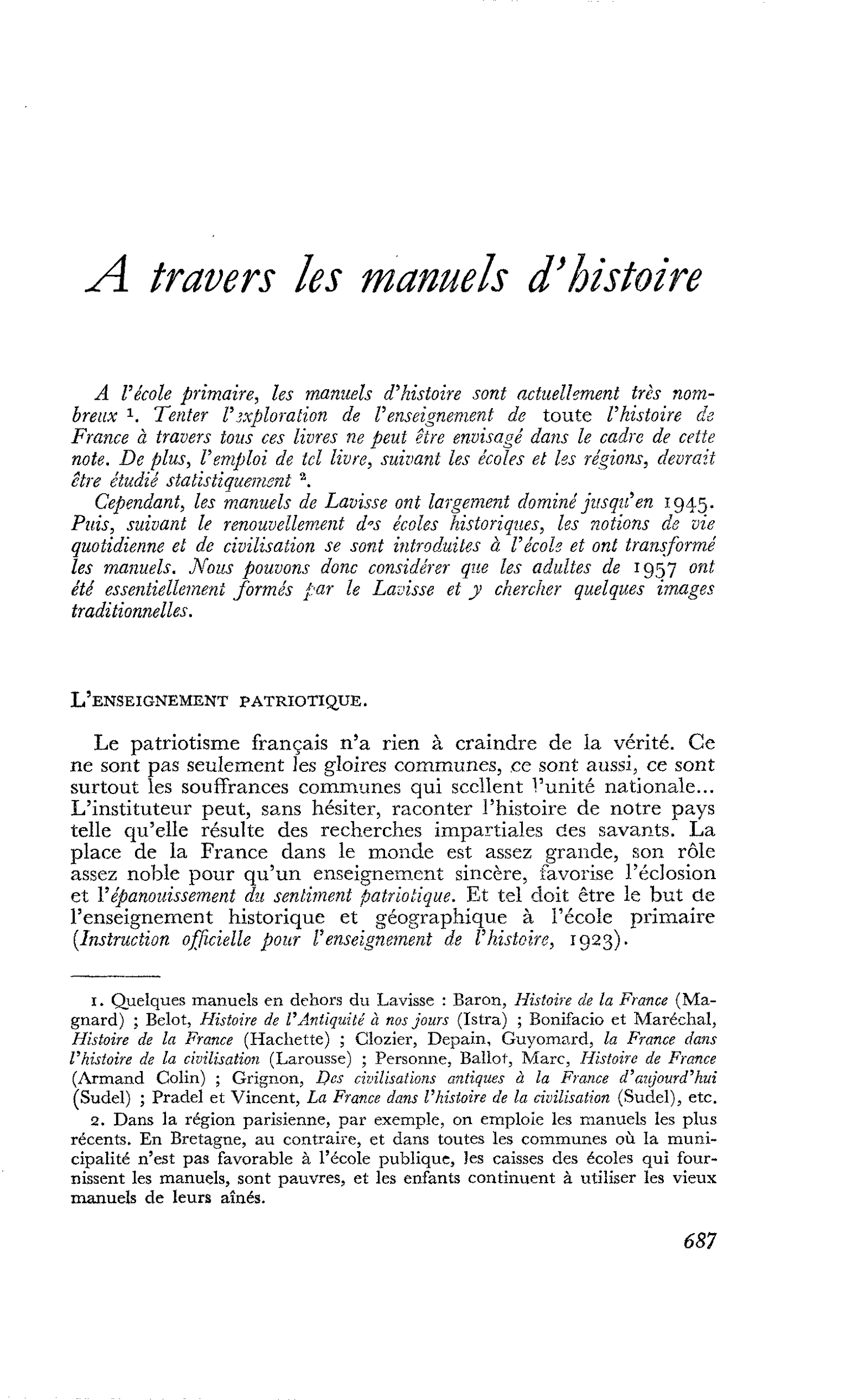 A travers les manuels d’histoire
