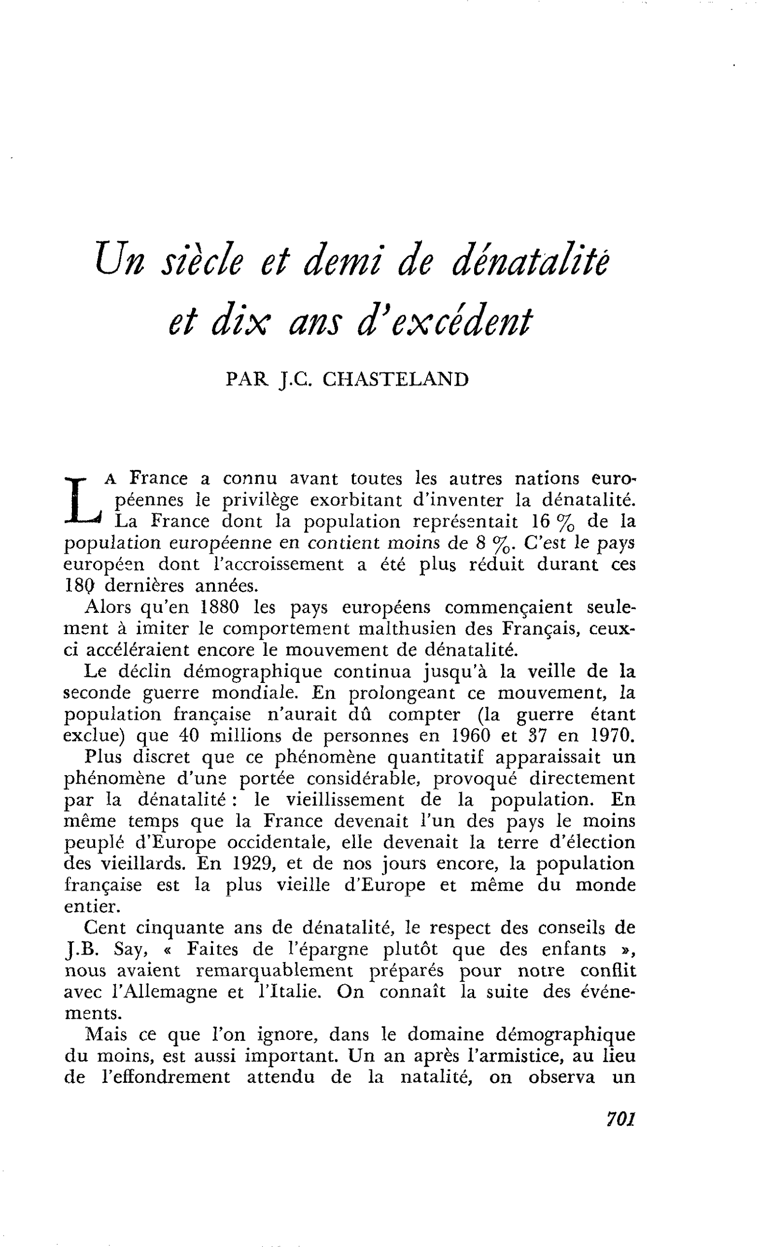 Un siècle et demi de dénatalité et dix ans d’excédent