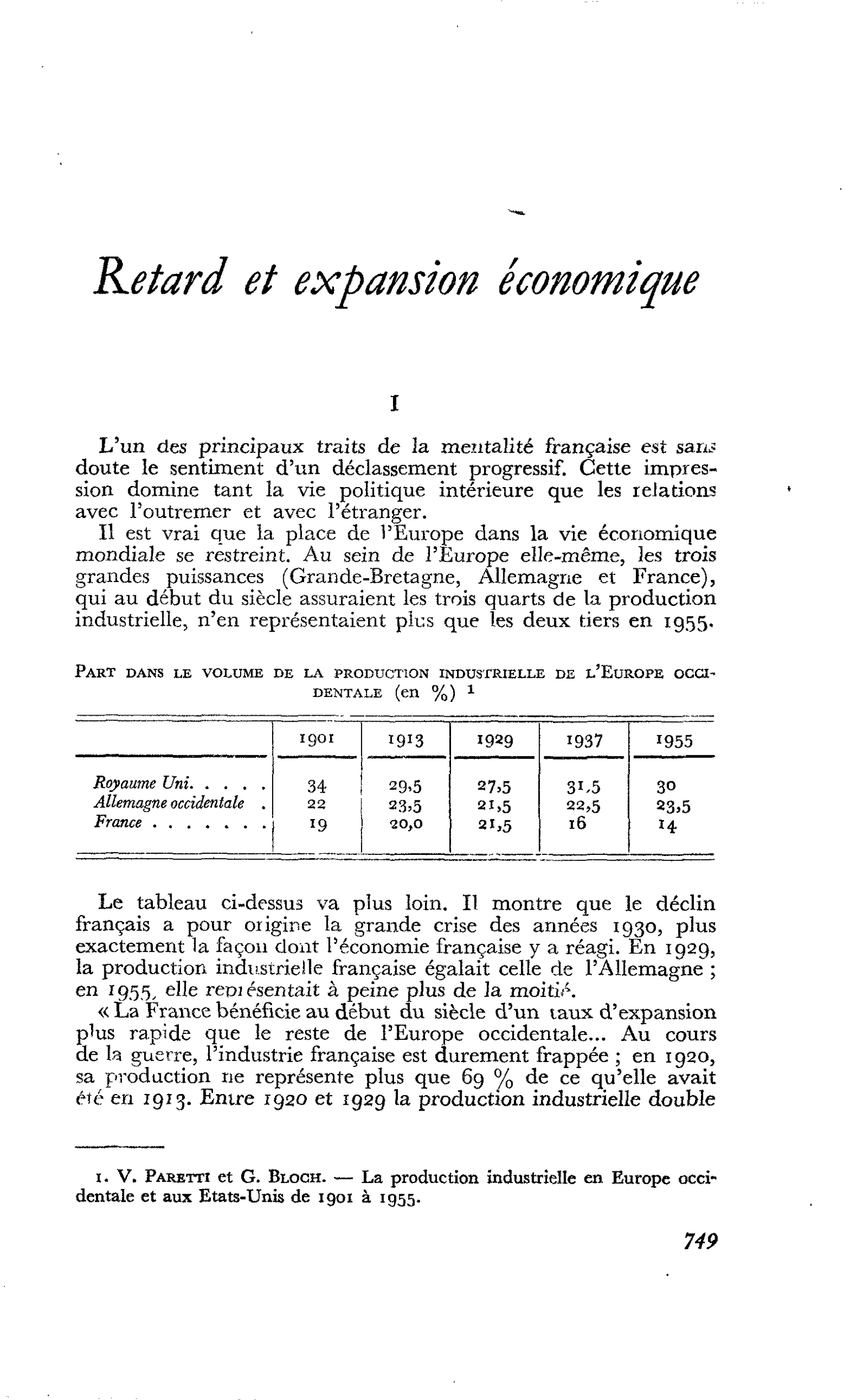 Retard et expansion économique