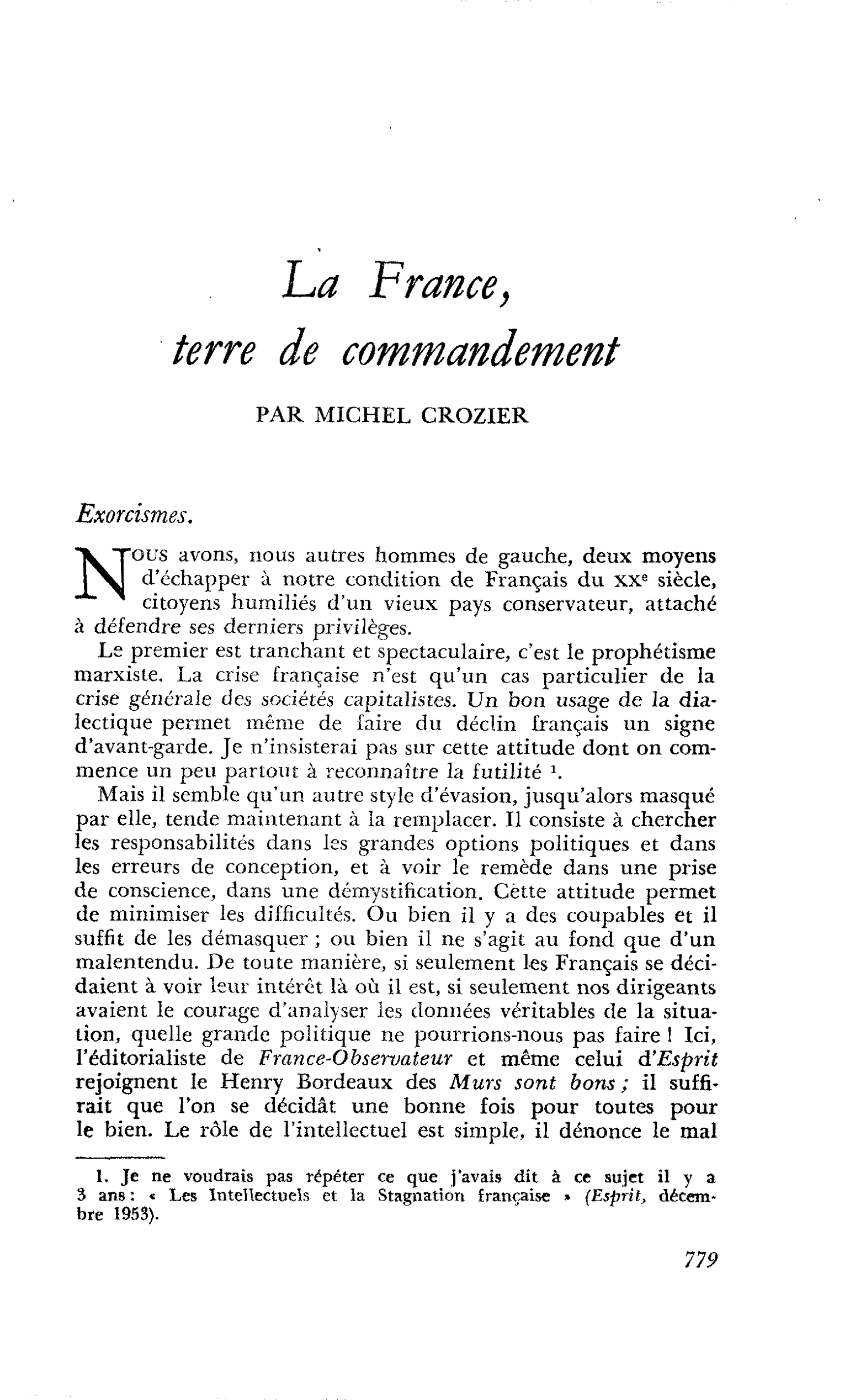 La France, terre de commandement