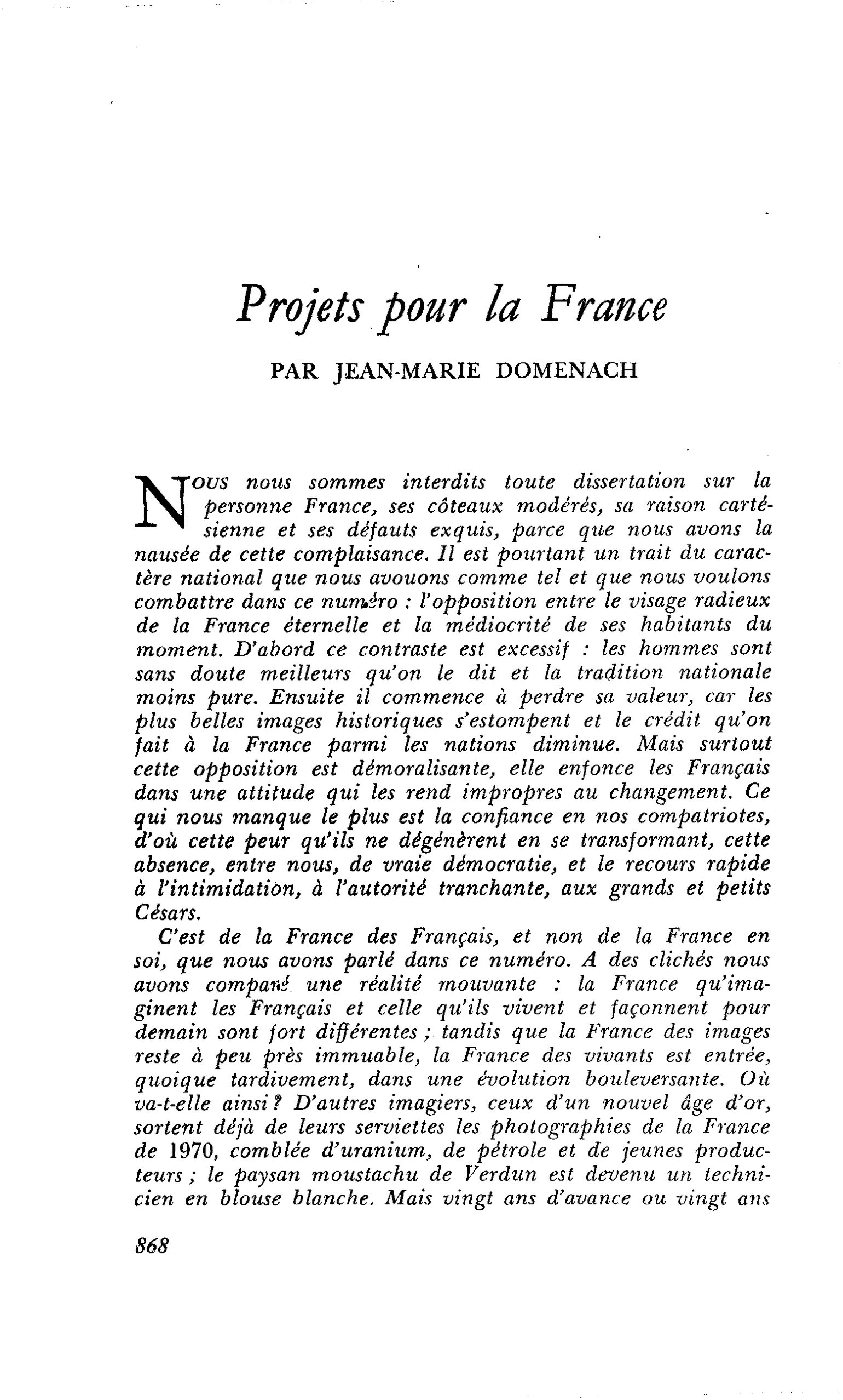 Projets pour la France