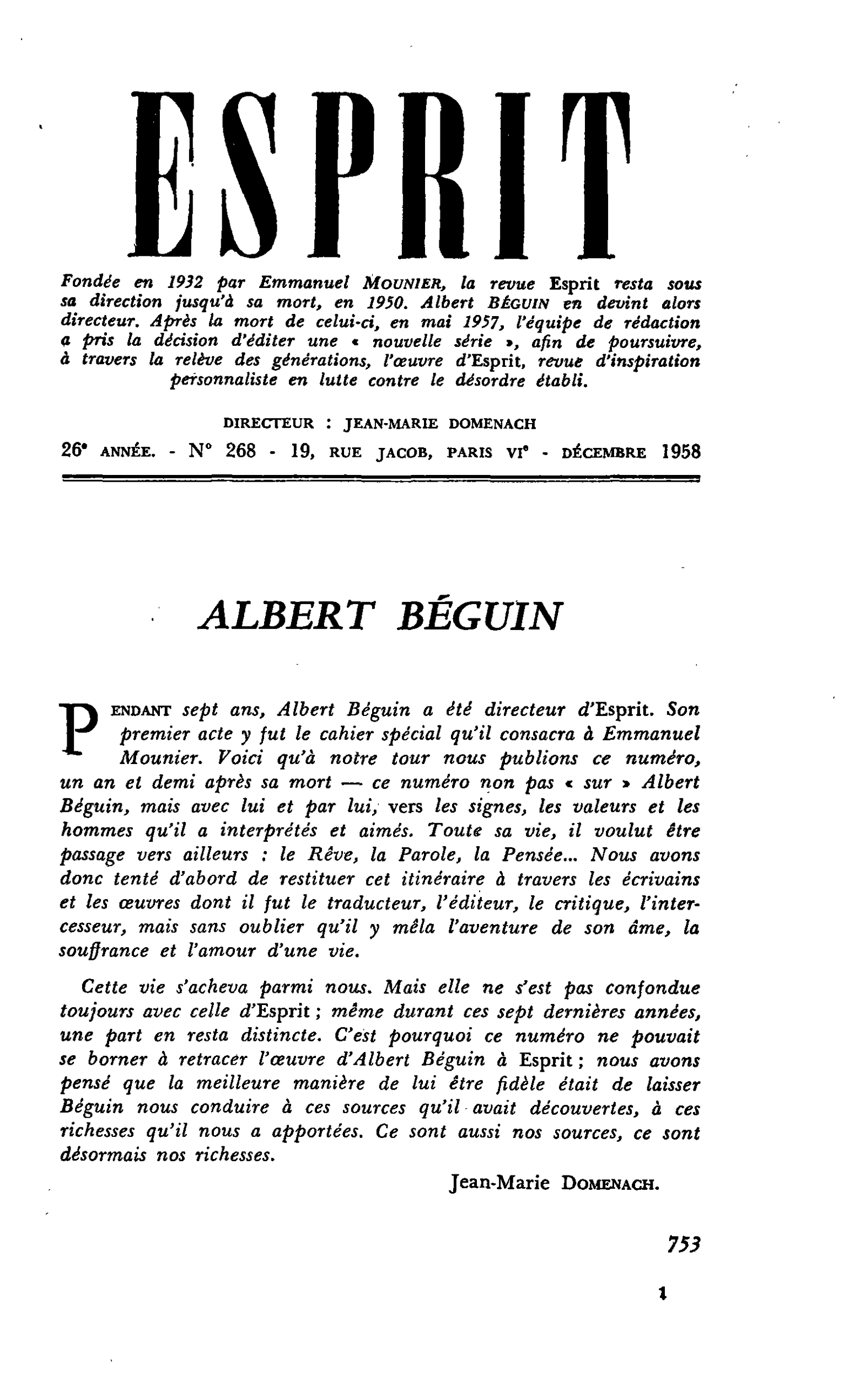 ALBERT BÉGUIN