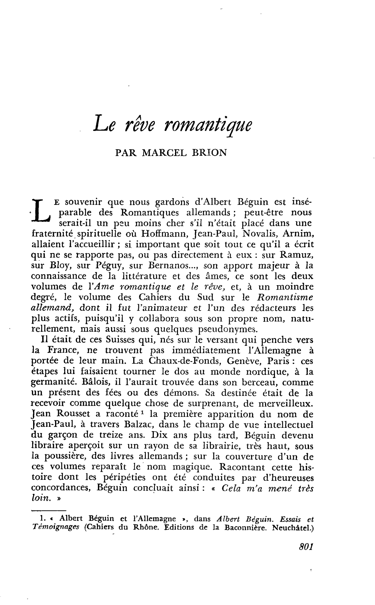 Le rêve romantique