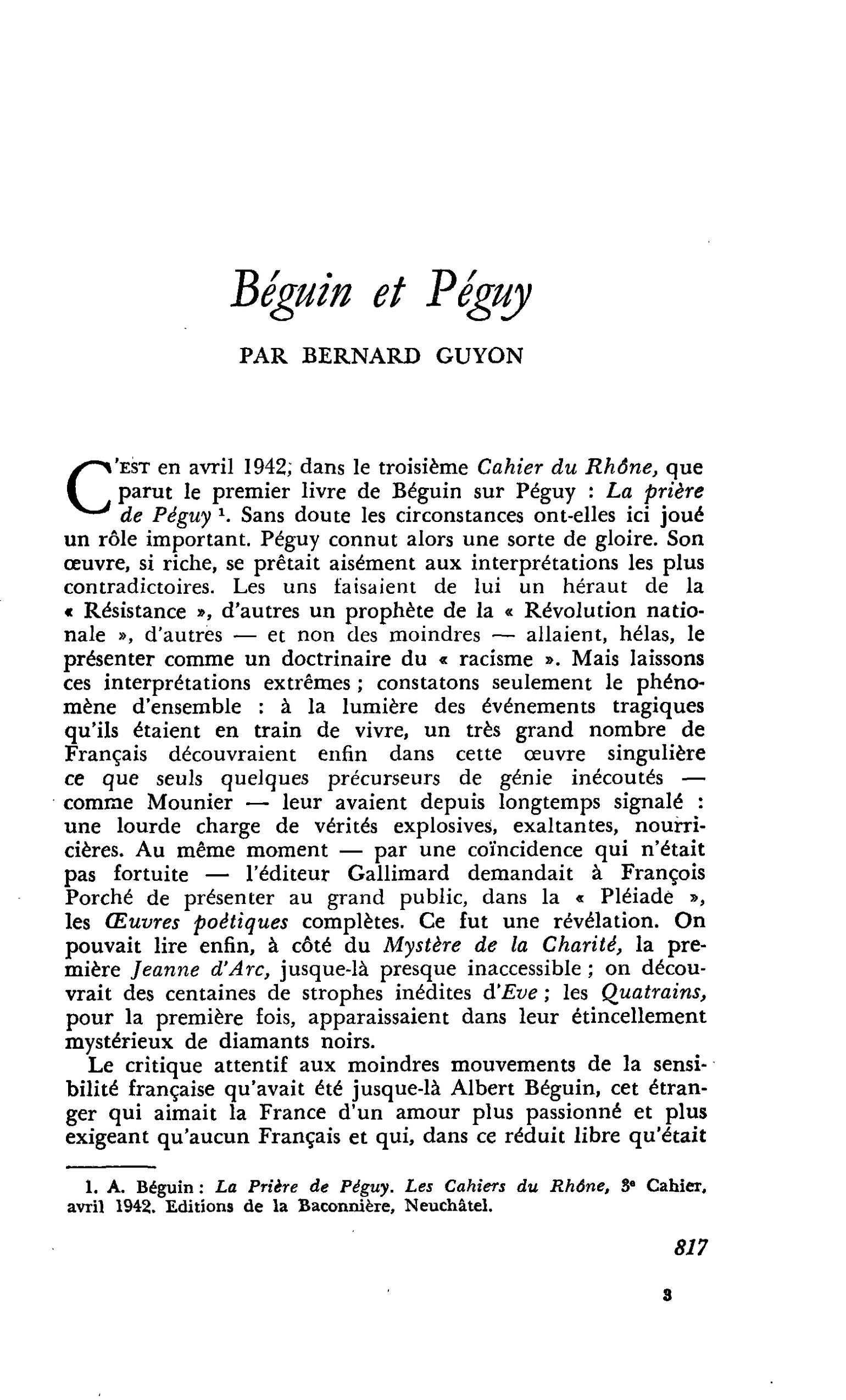 Béguin et Péguy