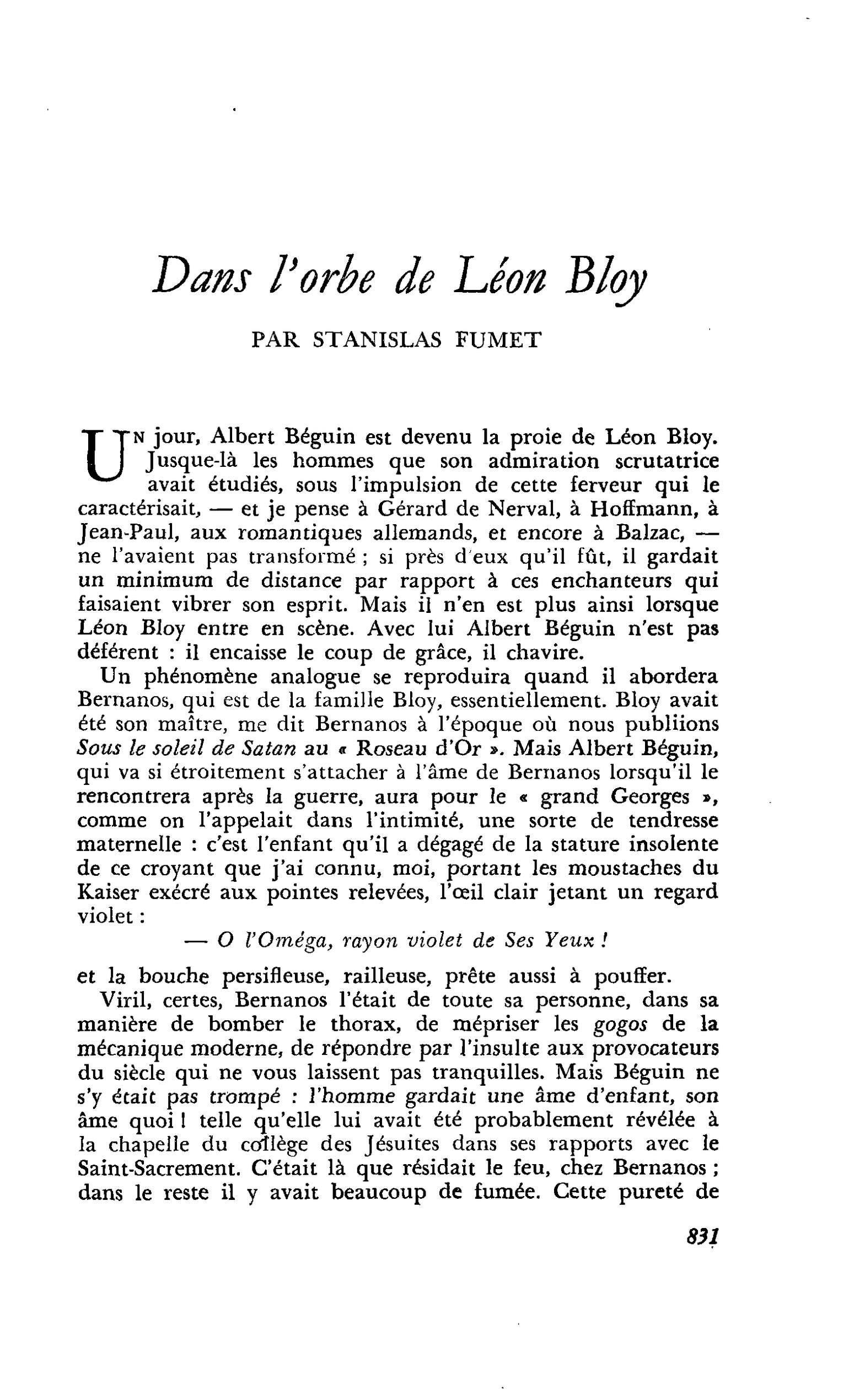 Dans l’orbe de Léon Bloy