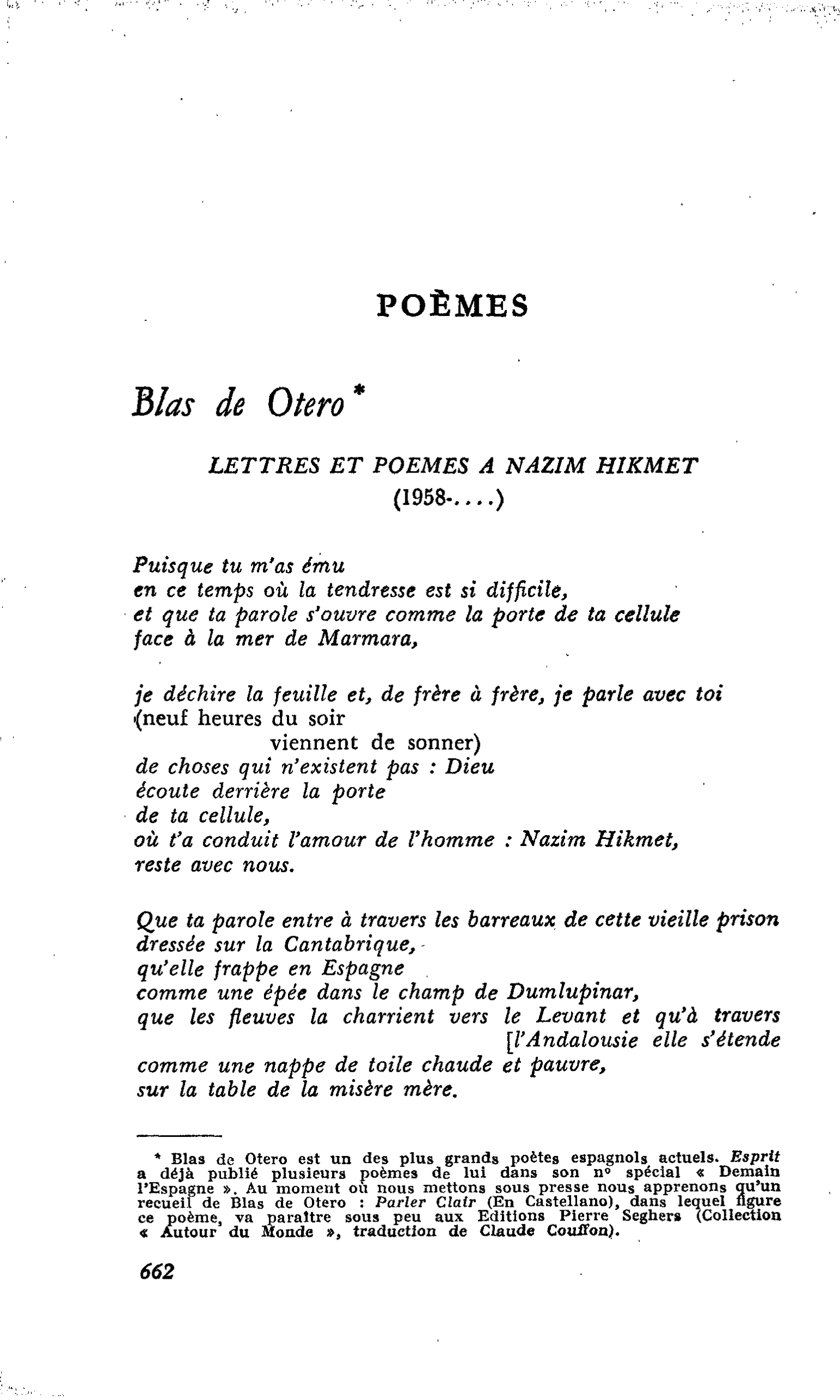 POÈMES : Blas de Otero