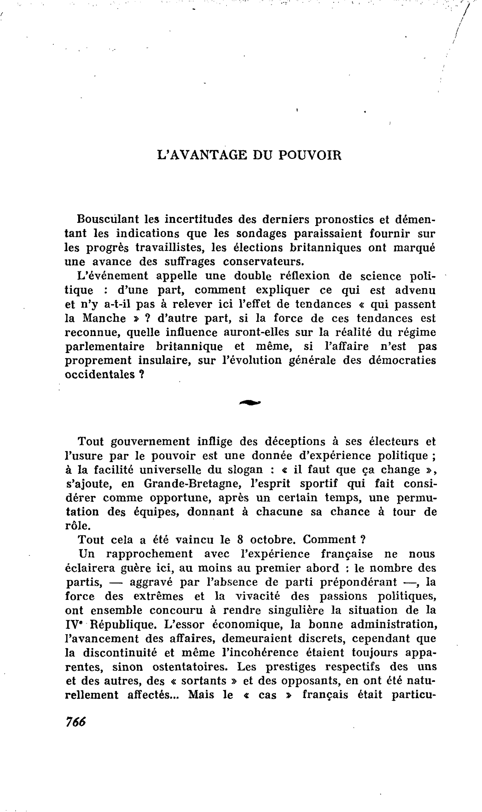L’AVANTAGE DU POUVOIR