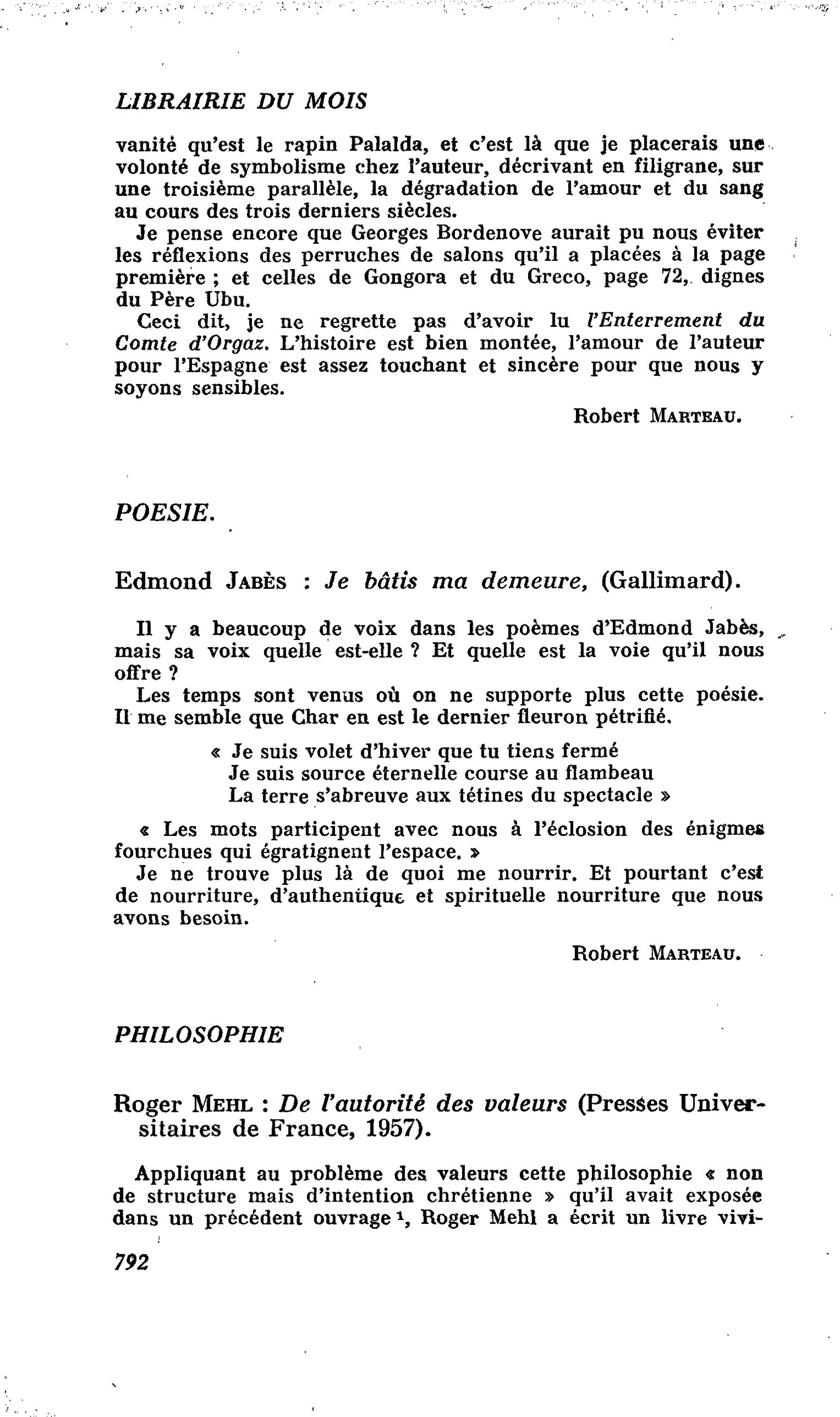 Roger Mehl : De l’autorité des valeurs