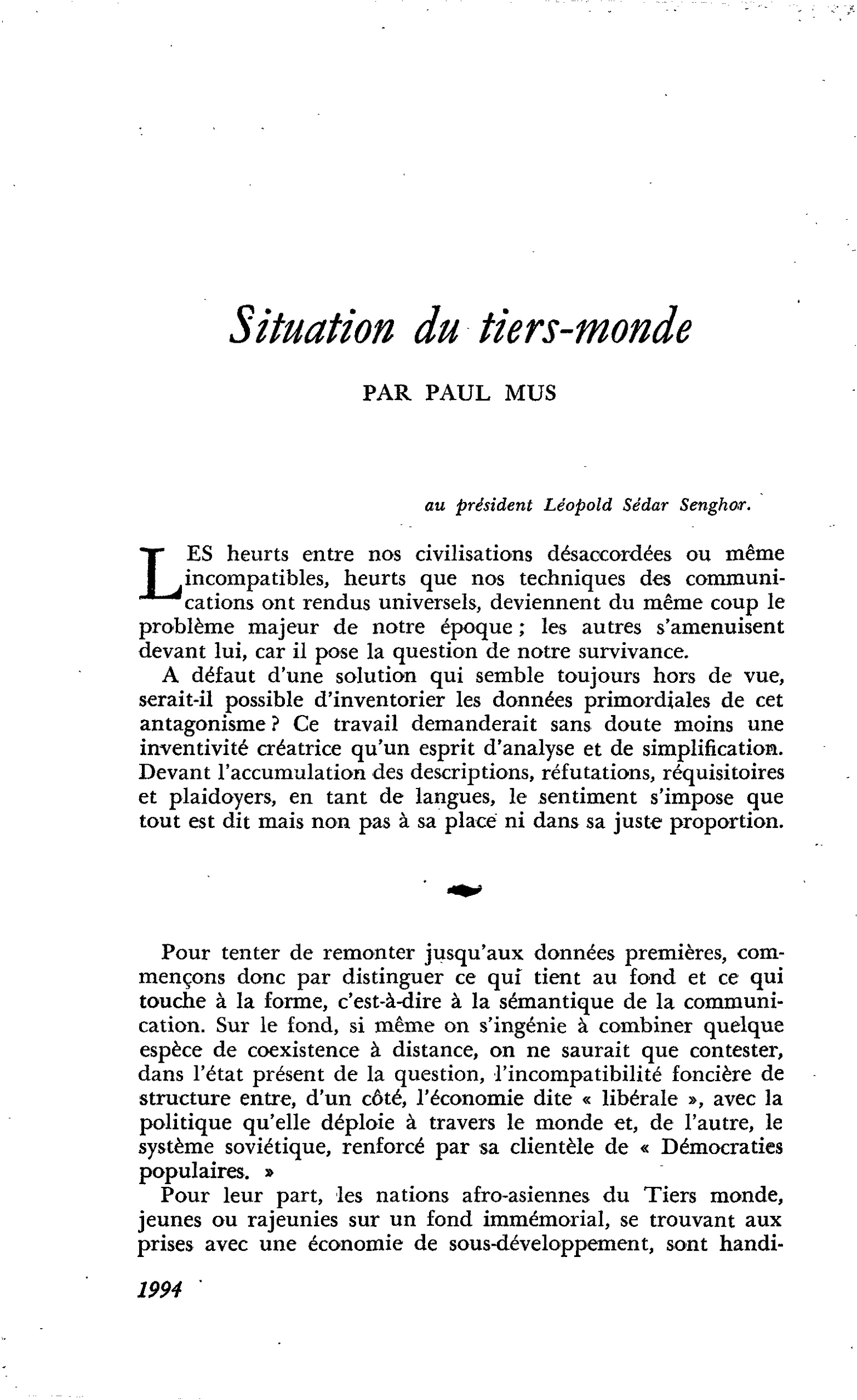 Situation du tiers-monde