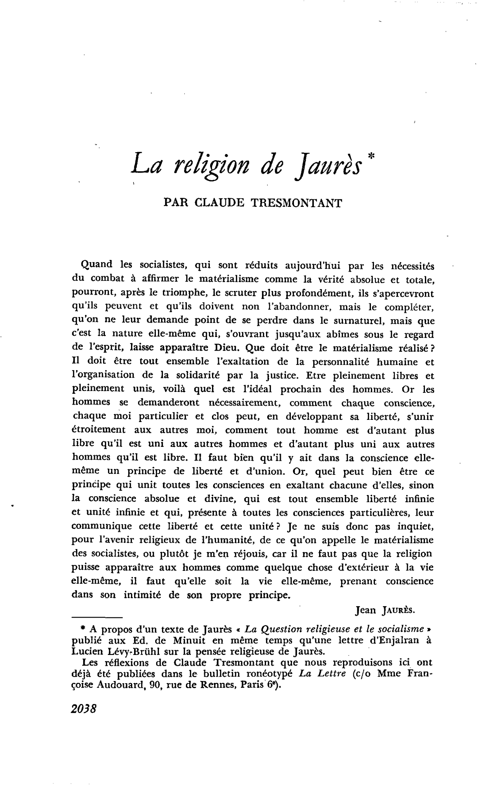 La religion de Jaurès