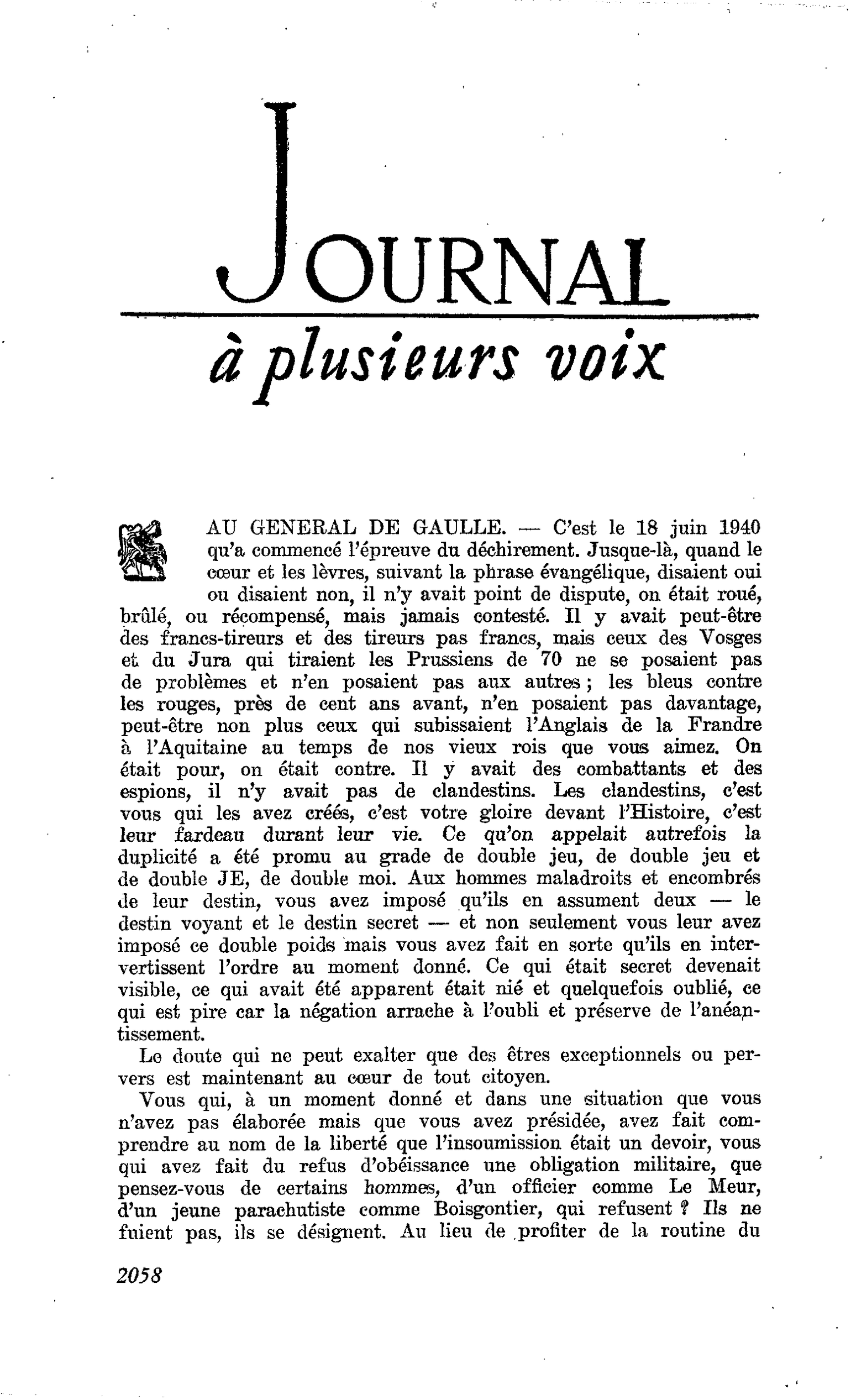 AU GENERAL DE GAULLE