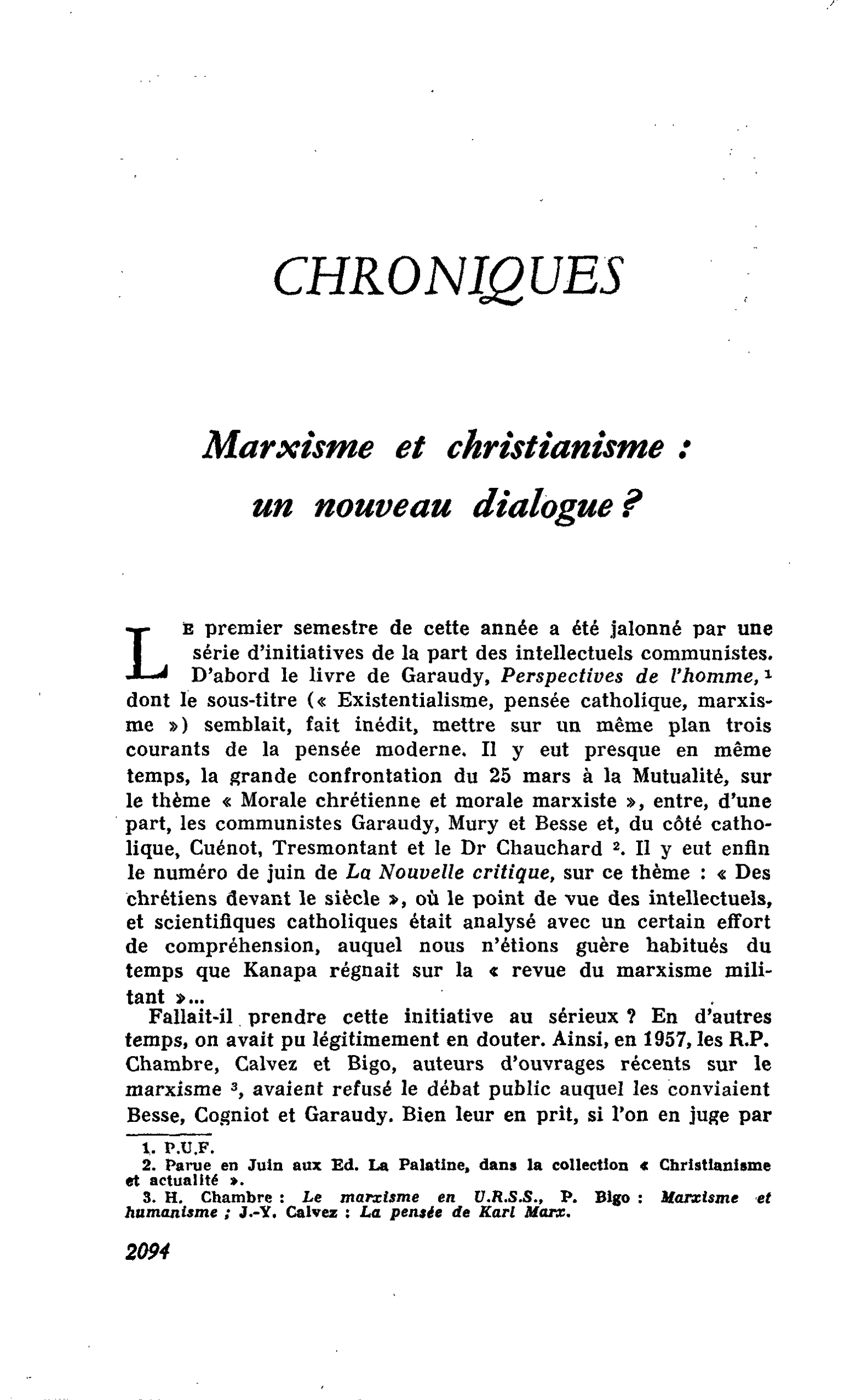 Marxisme et christianisme : un nouveau dialogue ?