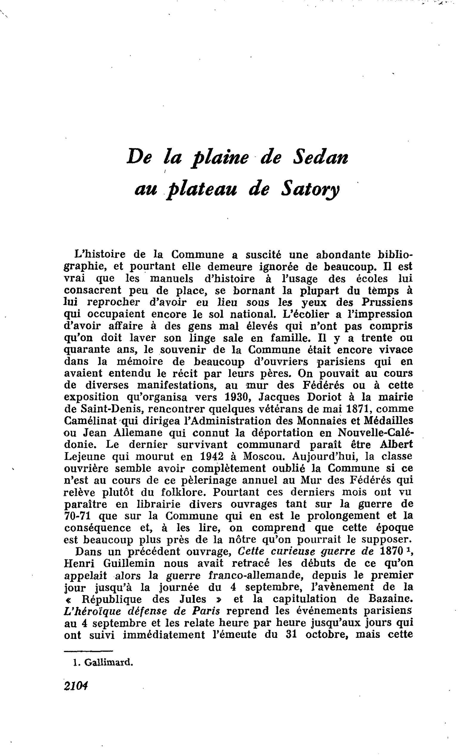De la plaine de Sedan au plateau de Satory